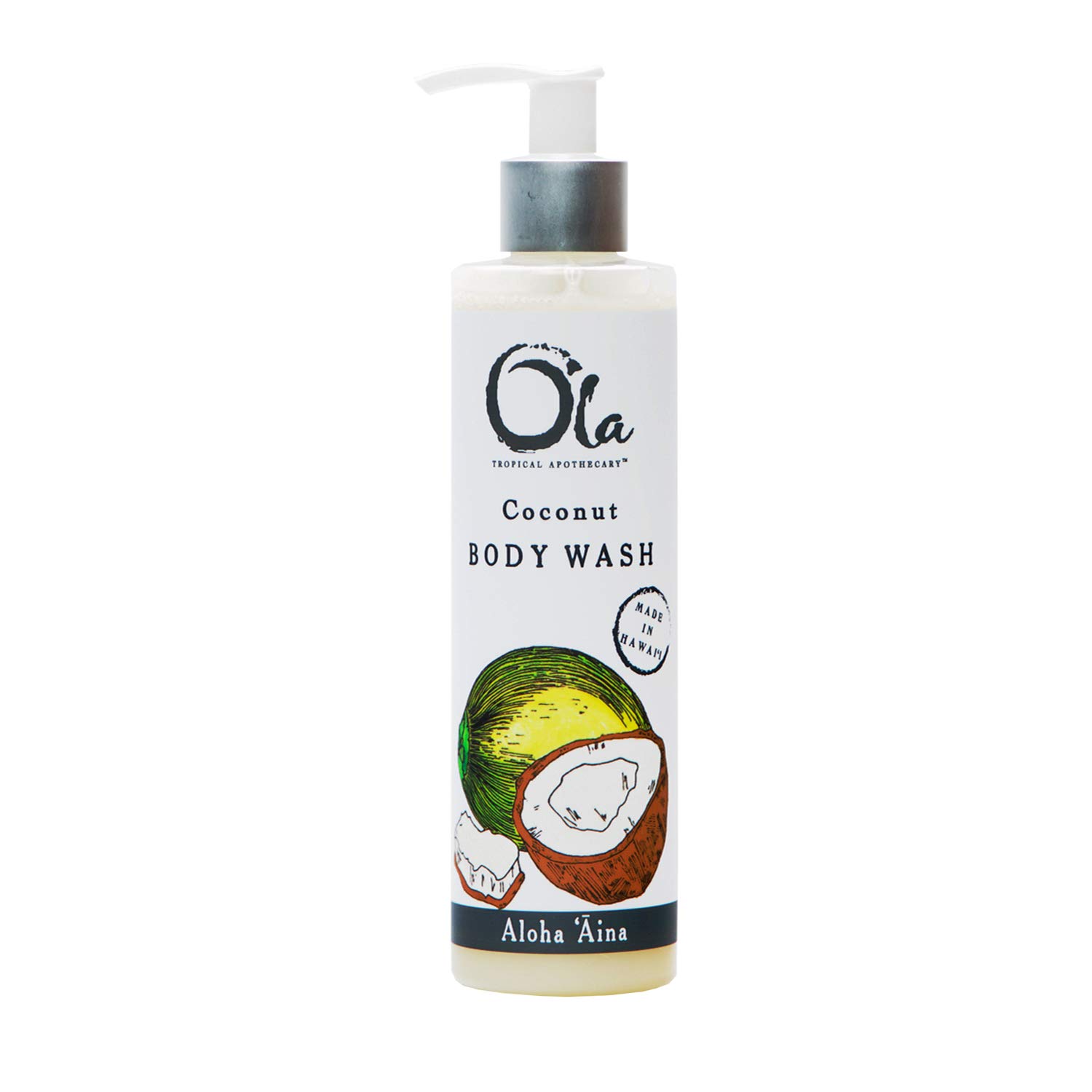 Ola Coconut Body Wash with Pure Tropical Oils & Plant Extracts - 8 fl oz | Hydrating & Nourishing Shower Gel for Dry Skin | Perfect for Daily Use & Spa Days