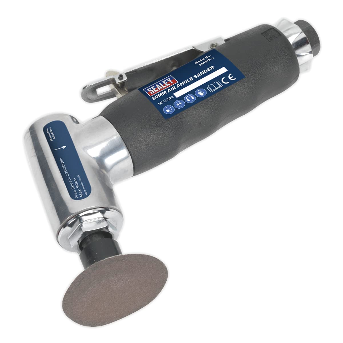 Sealey SA19/S 50mm Air Angle Sander - Professional Pneumatic Grinding Tool for Metal, Wood & Auto Body Work | Perfect for DIY Projects, Metal Polishing & Automotive Repair