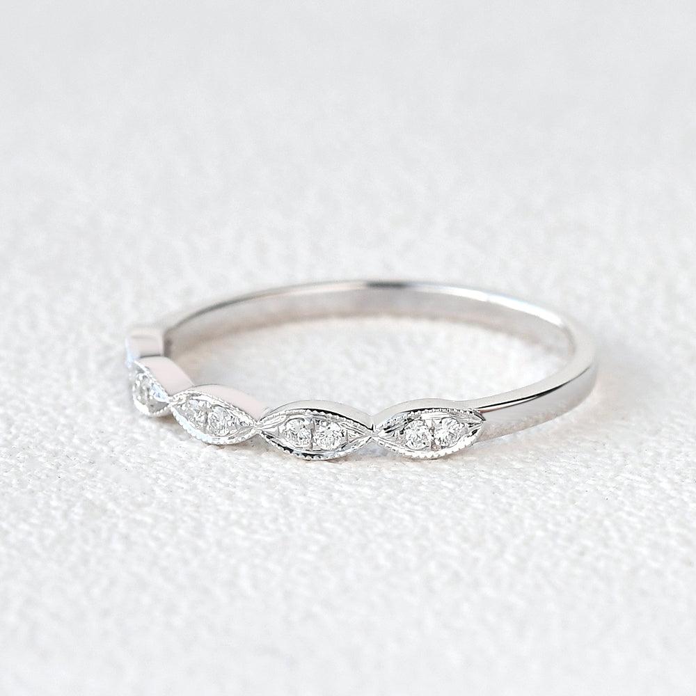 Art Deco Moissanite White Gold Wedding Band for Women - Vintage Style Engagement Ring, Elegant Bridal Jewelry for Wedding, Anniversary & Special Occasions