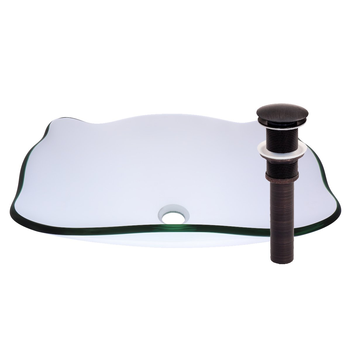Novatto ELEGANTE Glass Vessel Bathroom Sink Set with Oil Rubbed Bronze Finish - Modern Above Counter Bathroom Vanity Sink for Luxury Home & Hotel Renovation