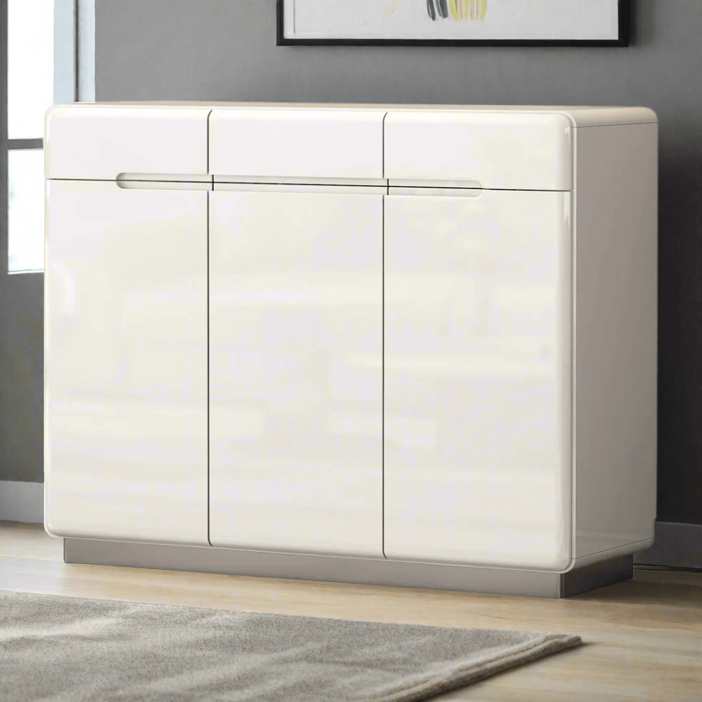 Estrella Senior 3-Door White Shoe Cabinet - 120cm Storage Organizer for Entryway, Hallway & Closet - Space Saving Shoe Rack for Home & Office