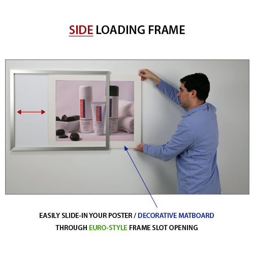 Premium Euro Style Slide-In Picture Frame for 24x30 Posters - Includes 4 Wide Matboard - Perfect for Wall Art, Home Decor & Office Display