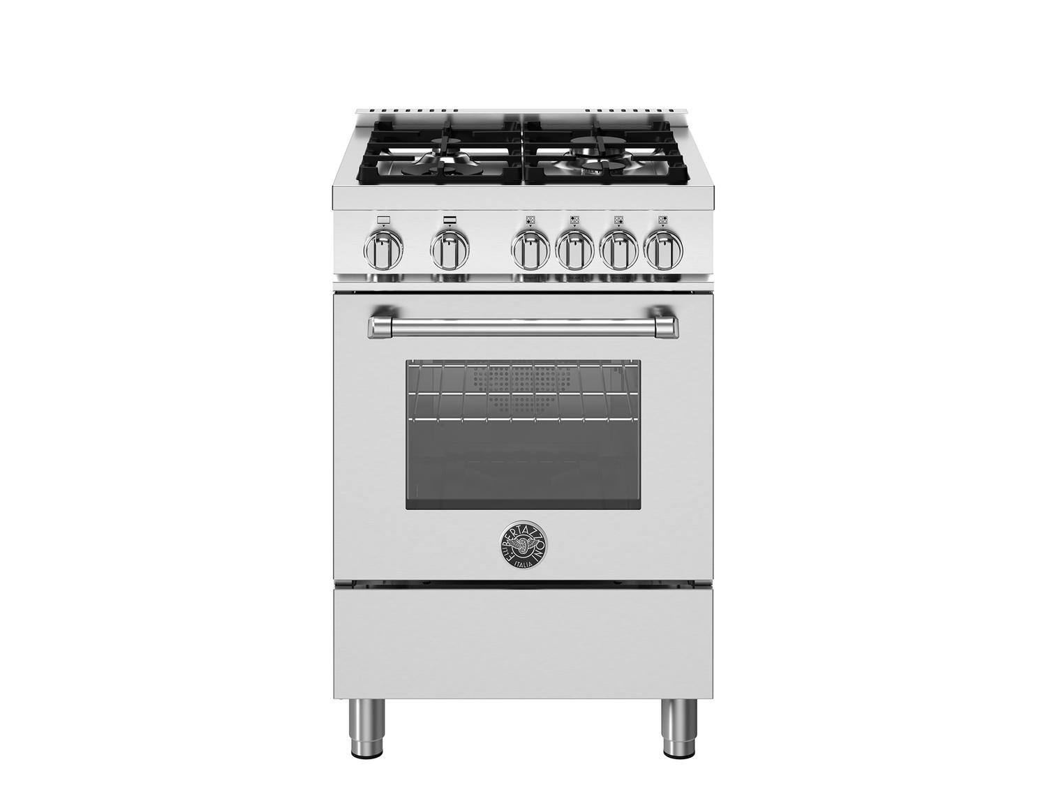 Bertazzoni MAS244GASXV 24 Inch 4-Burner Gas Range - Stainless Steel Professional Style for Home Kitchen Cooking, Baking & Entertaining