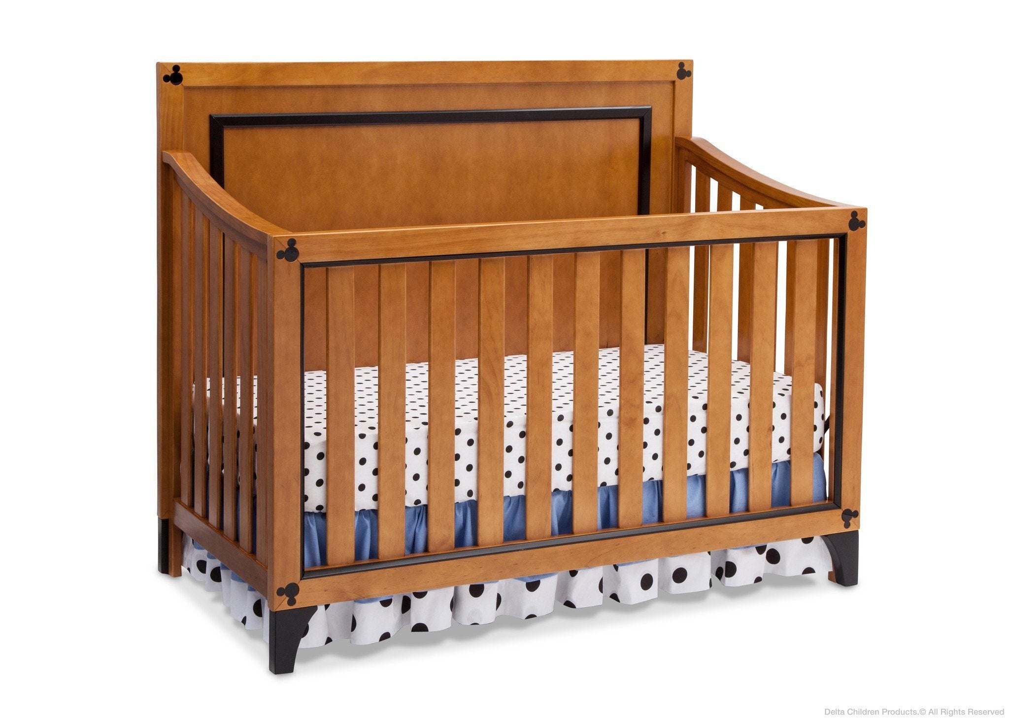 Disney Mickey Mouse 4-in-1 Convertible Baby Crib - Nursery Bed with Toddler Rail & Changing Table | Perfect for Newborns to Toddlers
