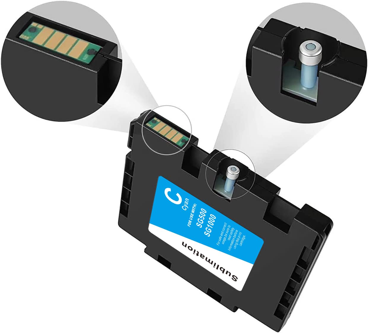 Premium Sublimation Ink Cartridge for Sawgrass Virtuoso SG500 & SG1000 Printers - 1 Cyan (1-Pack) | High-Quality Dye-Sub Ink for Vibrant T-Shirt, Mug & Apparel Printing