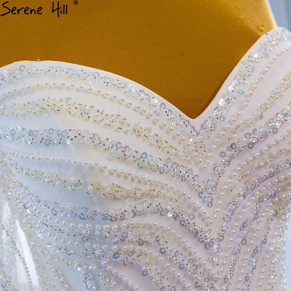 Serene Hill White Luxury Mermaid Wedding Dresses 2025 - Elegant Beaded Pearl Bridal Gown HM67242 for Beach, Church & Formal Weddings