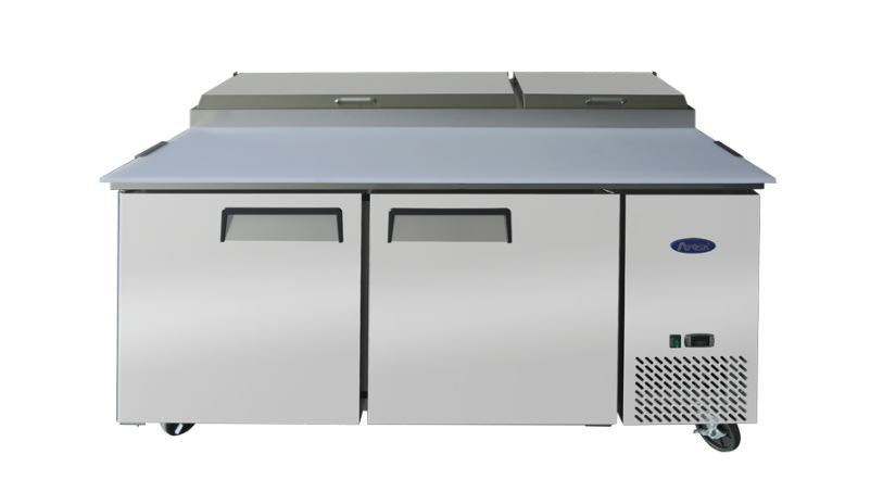 Atosa 67-Inch Commercial Refrigerated Pizza Prep Table with 2 Solid Doors - Perfect for Restaurants, Pizzerias & Catering Businesses
