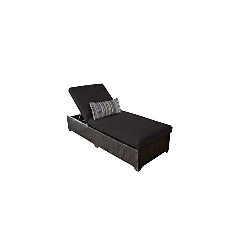 TK Classics Belle Chaise Lounge Chair - Black All-Weather Wicker Patio Furniture for Poolside, Garden & Outdoor Relaxation