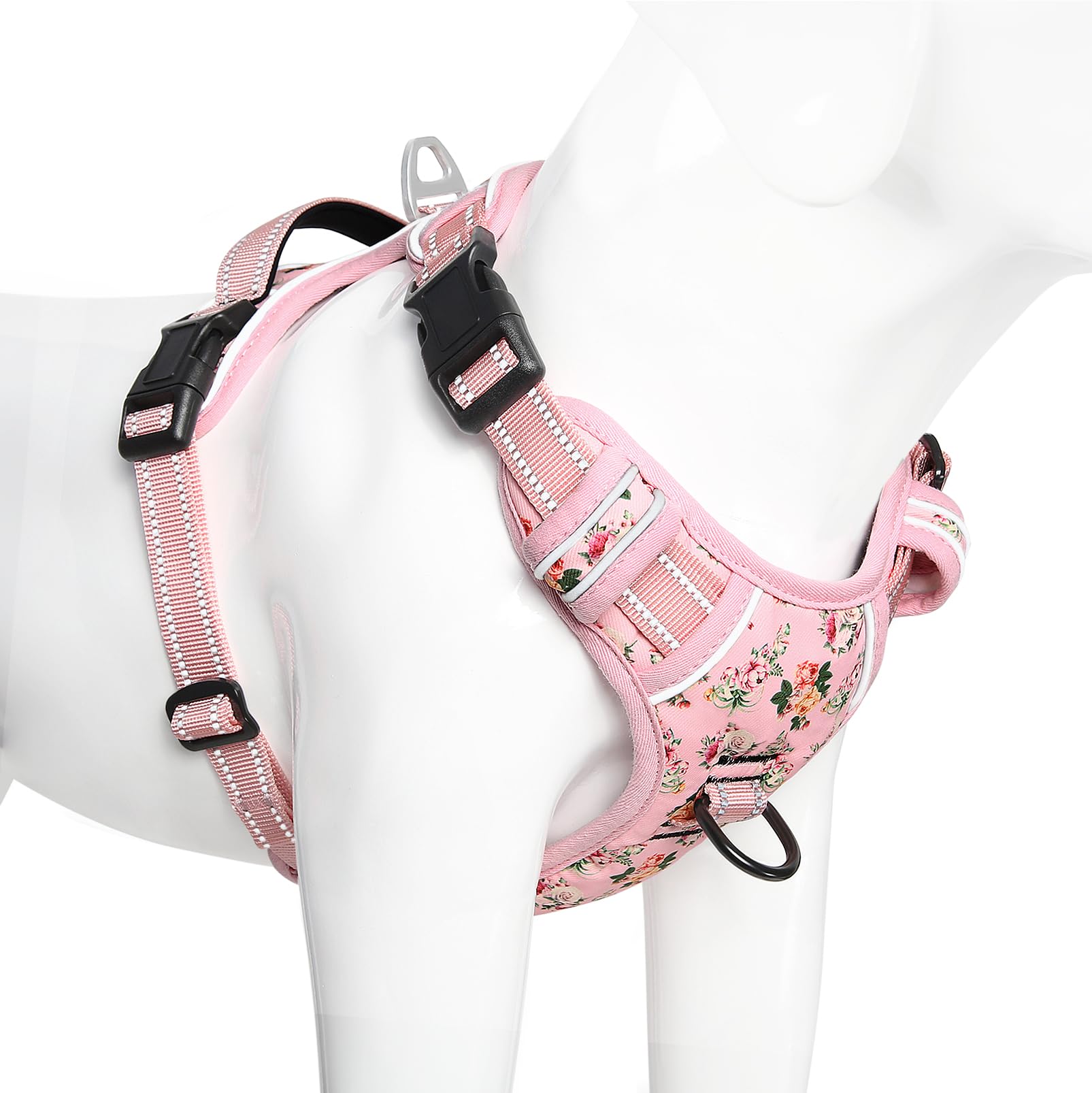 Timos No-Pull Dog Harness with 3 Snap Buckles & 2 Leash Clips - Adjustable Soft Padded Oxford Vest for Small, Medium, Large & X-Large Dogs - Reflective No-Choke Design for Safe Night Walks, Hiking & Outdoor Adventures