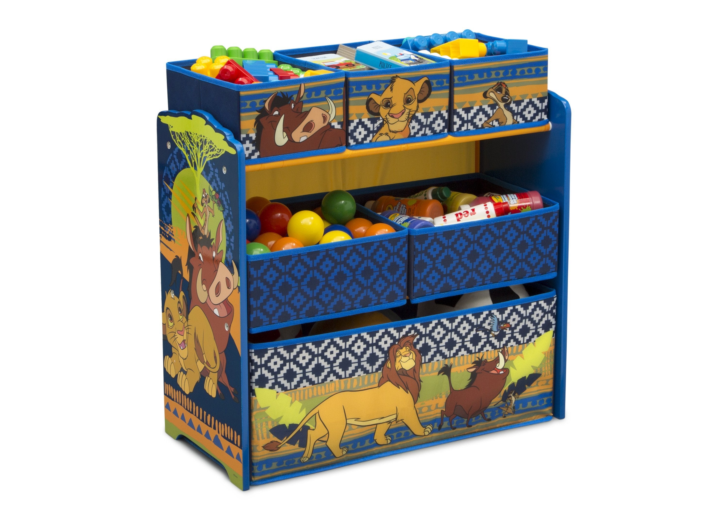 The Lion King 6 Bin Toy Storage Organizer - Kids Room Decor & Playroom Organization for Toys, Books, and School Supplies