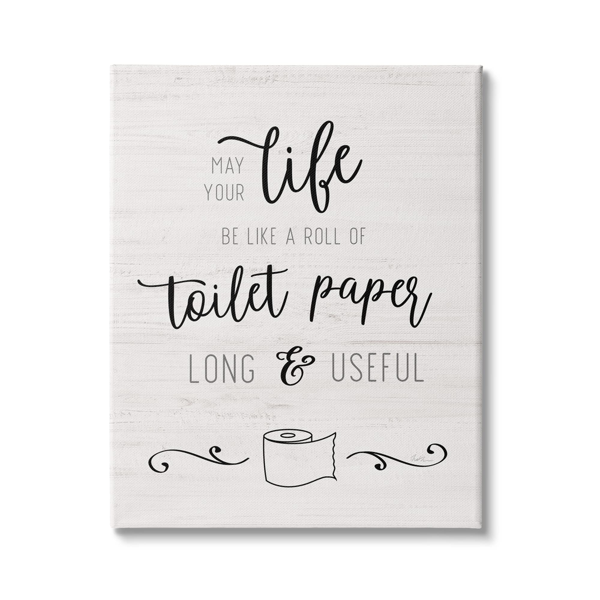 Stupell Industries Realistic Toilet Paper Roll Canvas Wall Art - Long & Useful Phrase Design by Natalie Carpentieri, 24x30 Inches, Black Frame | Perfect for Bathroom Decor, Funny Home Art & Unique Housewarming Gift