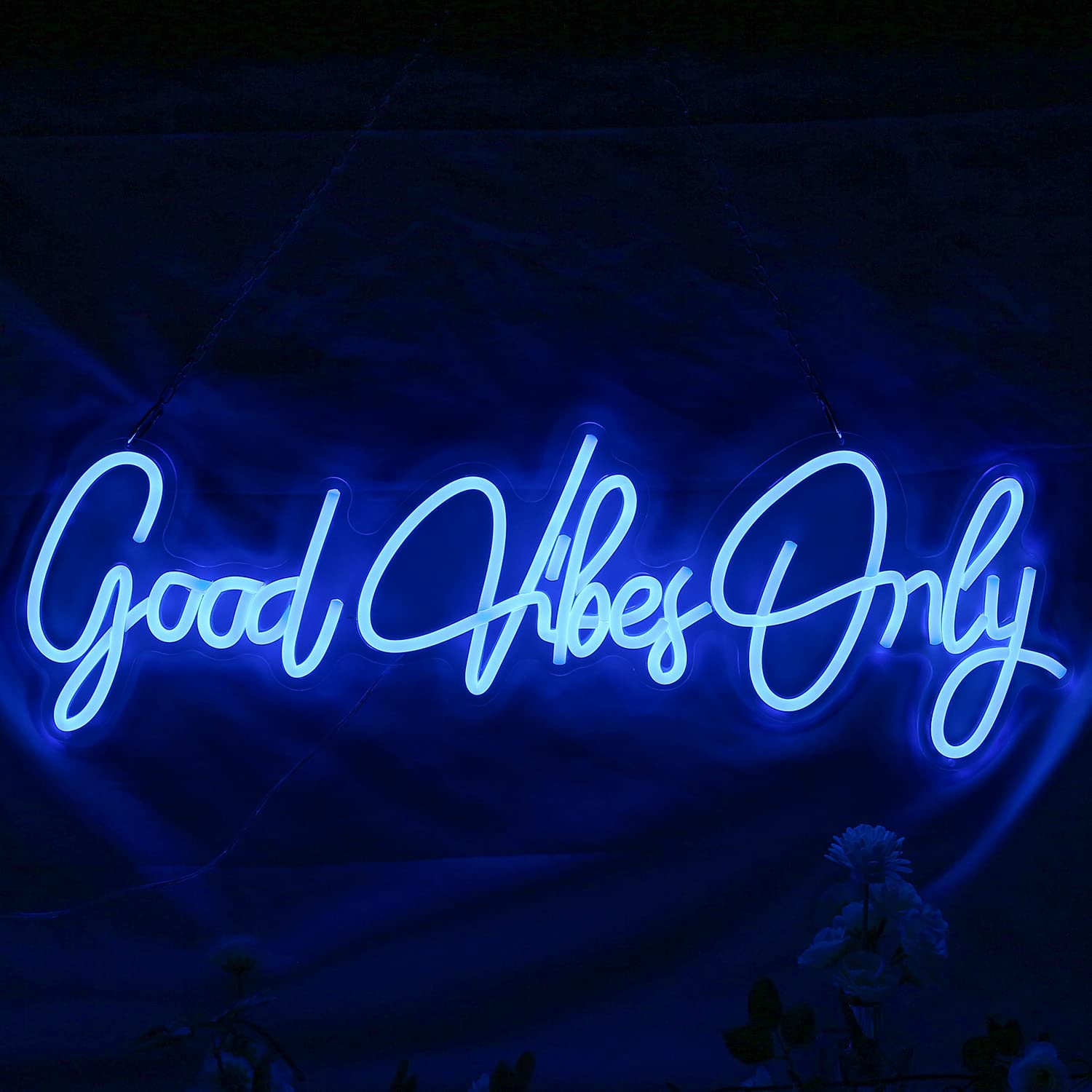 Good Vibes Only Neon Sign - Blue LED Wall Art Light for Home, Bar, Pub, Club & Party Decor | Unique Christmas Gift & Apartment Decorations | Perfect for Rave, Bedroom, Office & Wedding Events