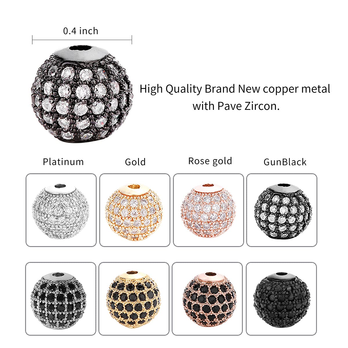 10mm Silver Brass White Zircon Cubic Rondelle Spacer Beads for DIY Jewelry Making - Perfect for Bracelets, Necklaces, Earrings & Craft Projects - Ideal for Gifts, Fashion Accessories and Handmade Creations