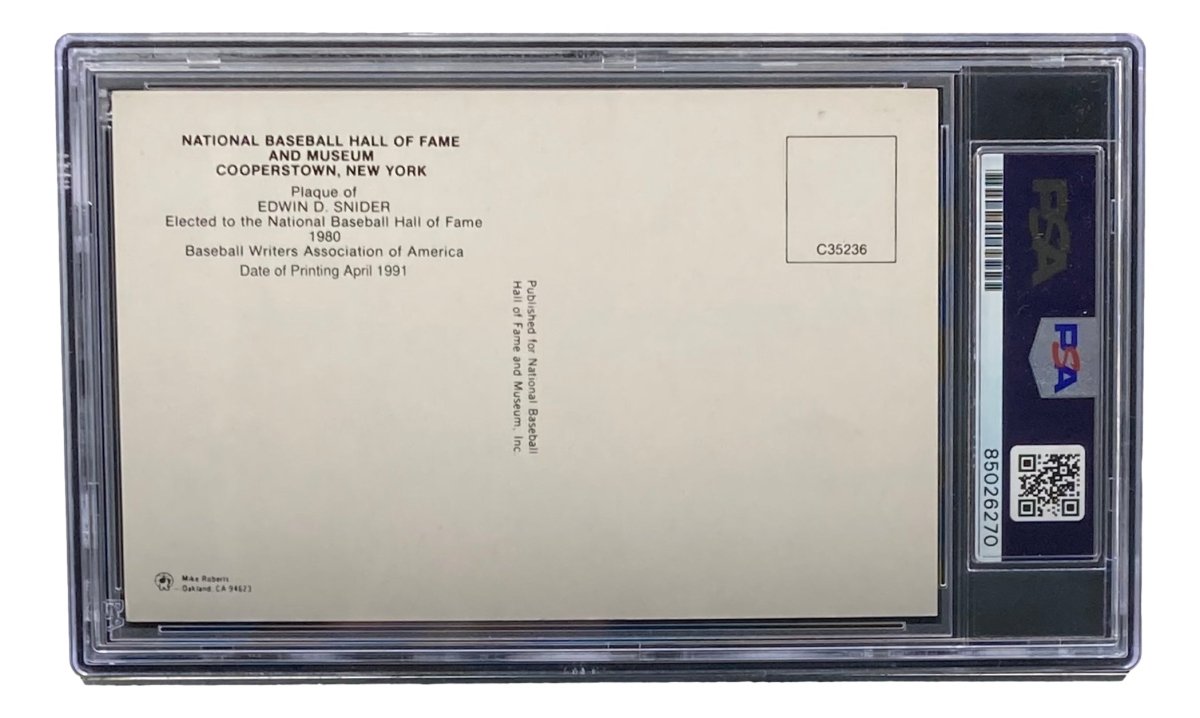 Duke Snider Autographed 4x6 Brooklyn Dodgers HOF Plaque Card - PSA/DNA Certified #85026270 - Perfect for Baseball Memorabilia Collectors & Dodgers Fans Display