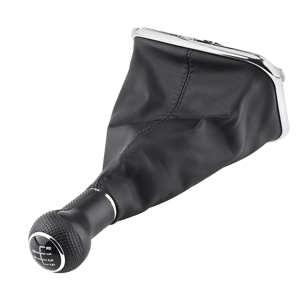 Qiilu 5-Speed Manual Shift Knob & Gearstick Gaiter Boot Kit - Compatible with VW Golf 4 (1999-2004) - Perfect for Car Interior Upgrade & DIY Installation