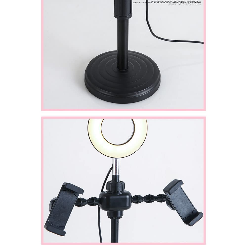 MINJUK 9Cm Round Fill Light Bracket - Anchor Live Streaming & Selfie Ring Light with Adjustable Stand, Desktop Beauty Lighting for YouTube/TikTok Videos, Makeup, Photography & Video Calls