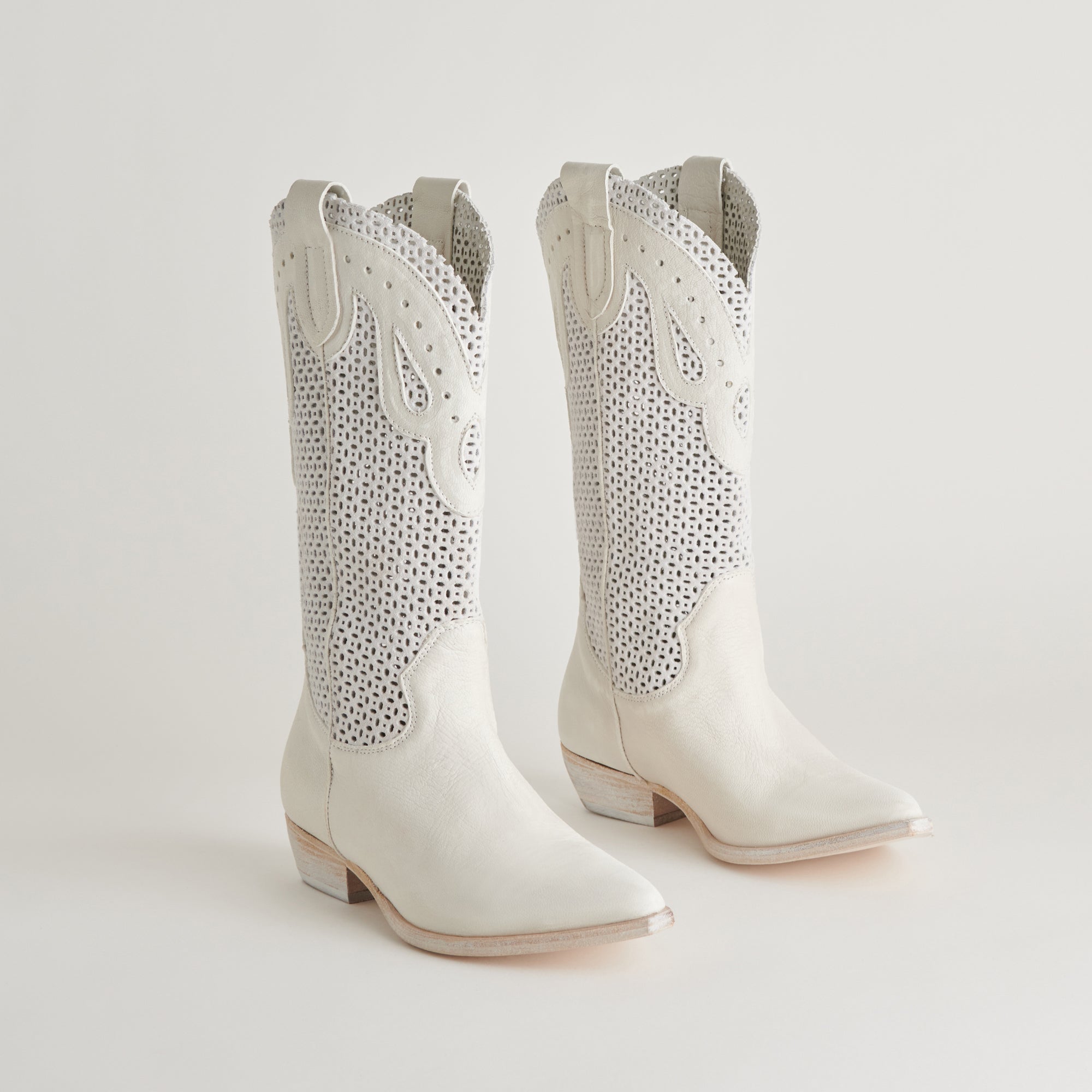 Ivory Leather Ranch Boots for Women - Western Cowgirl Boots for Riding, Country Fashion & Outdoor Activities