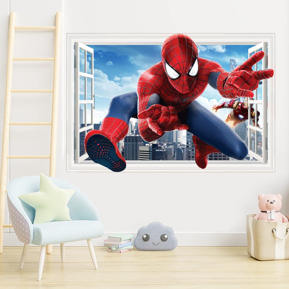 Spider-Man Wall Decals - DIY Removable Spider-Man Stickers for Kids Room, Nursery & Playroom Decor - Superhero Themed Wall Art for Boys Bedroom | Perfect for Birthday Parties & Themed Room Makeovers