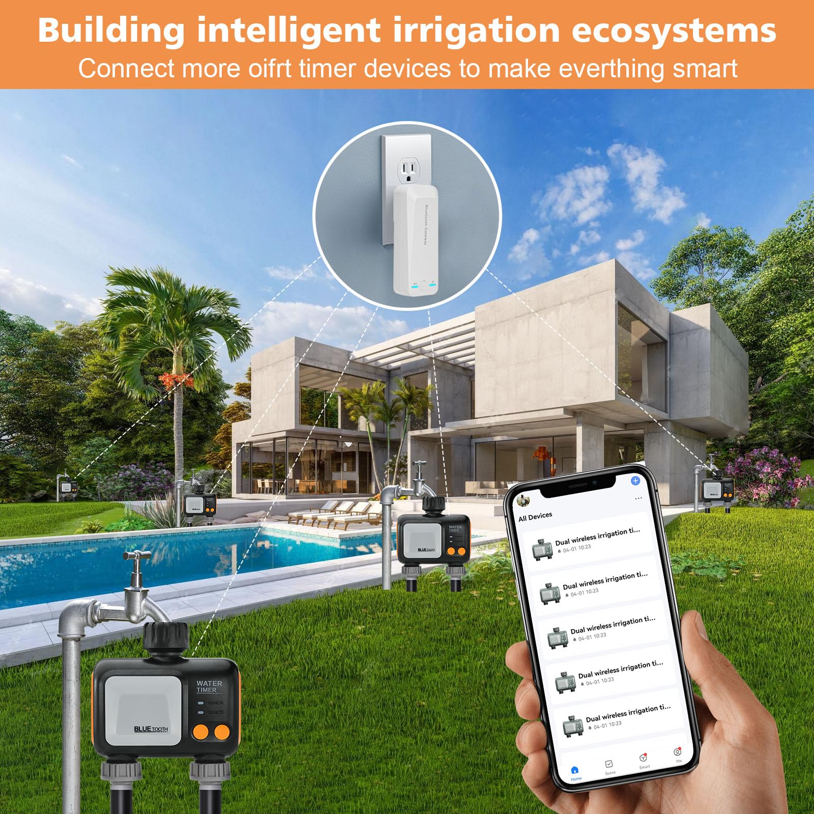 Smart WiFi Sprinkler Timer for Garden Hose - 2 Zone Irrigation Controller with Rain Delay, Alexa Compatible | Perfect for Lawn, Yard & Garden Watering Automation