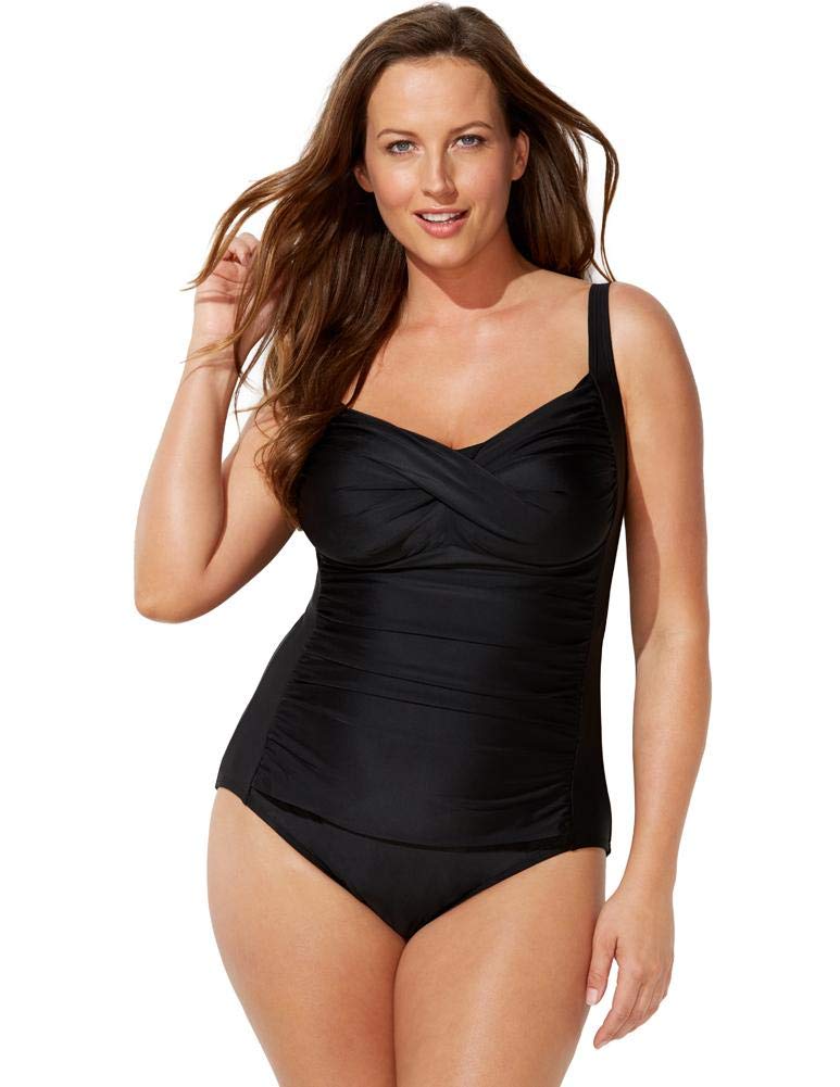 Plus Size Women's Ruched Twist Front One Piece Swimsuit - Flattering Swimwear for Curvy Figures | Perfect for Beach Vacations, Pool Parties & Summer Getaways