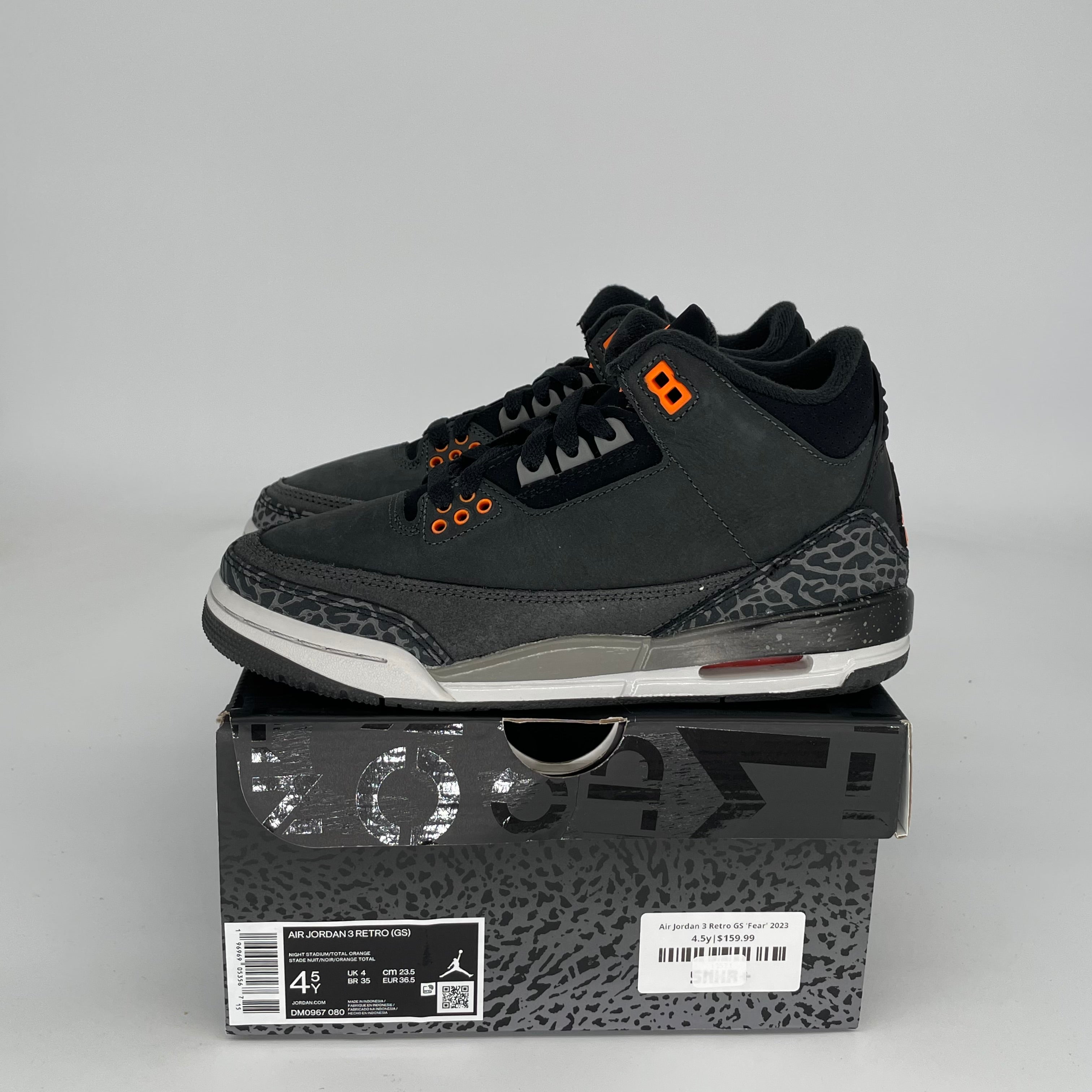 Air Jordan 3 Fear Sneakers - Size 4.5Y (DM0967-080) - Retro Basketball Shoes for Men & Women - Perfect for Streetwear, Gym & Casual Fashion