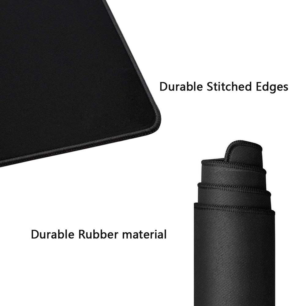 Large Extended Gaming Mouse Pad - Non-Slip Rubber Base, Stitched Edge, 90x40cm Black - Perfect for PC, Laptop, Notebook, Office & Home Gaming Setup