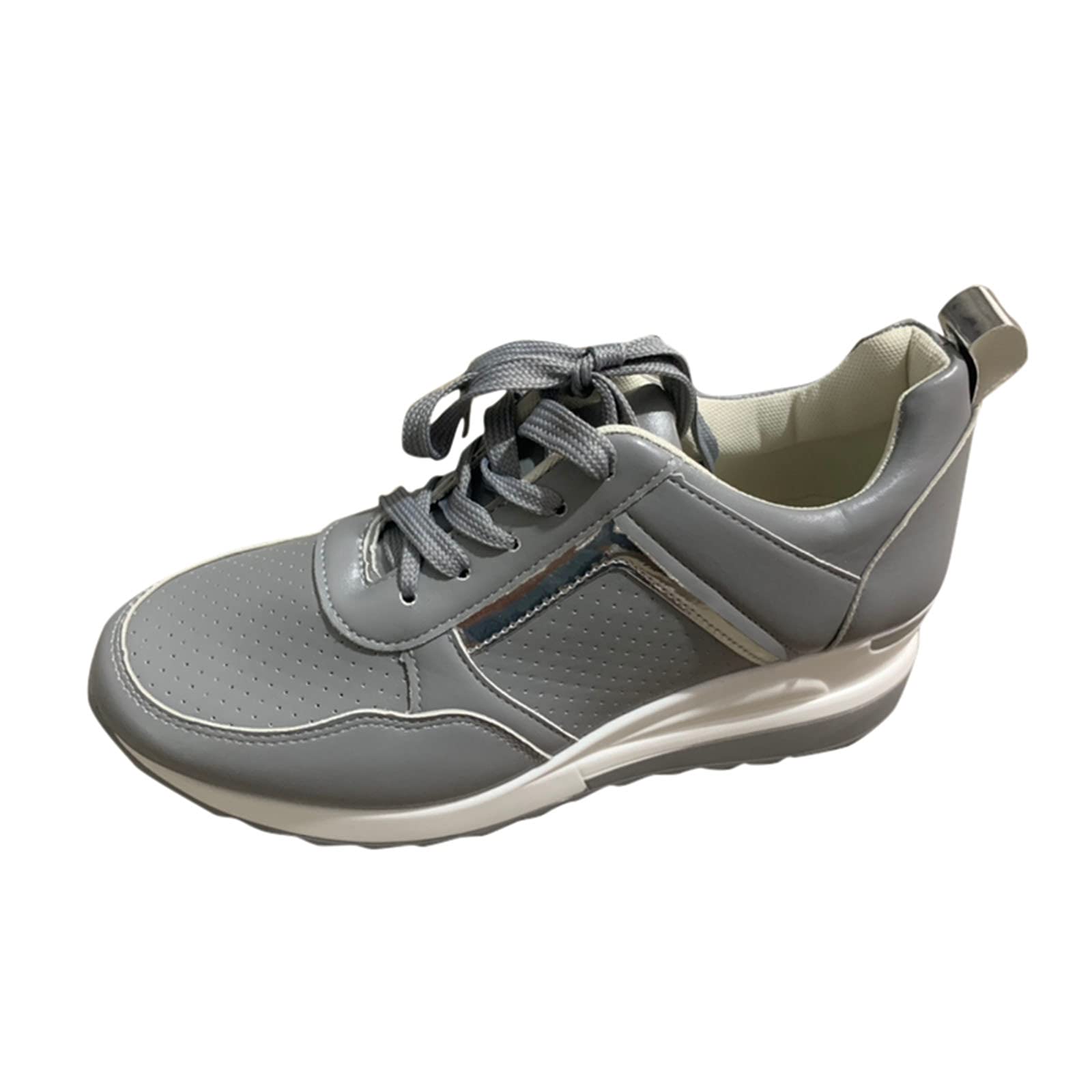 Women's Lightweight Road Running Shoes & Slip-On Canvas Sneakers - Breathable Moccasins for Walking, Jogging, and Casual Wear (A61-Gray, Size 6.5) | Perfect for Gym, Travel, and Everyday Comfort