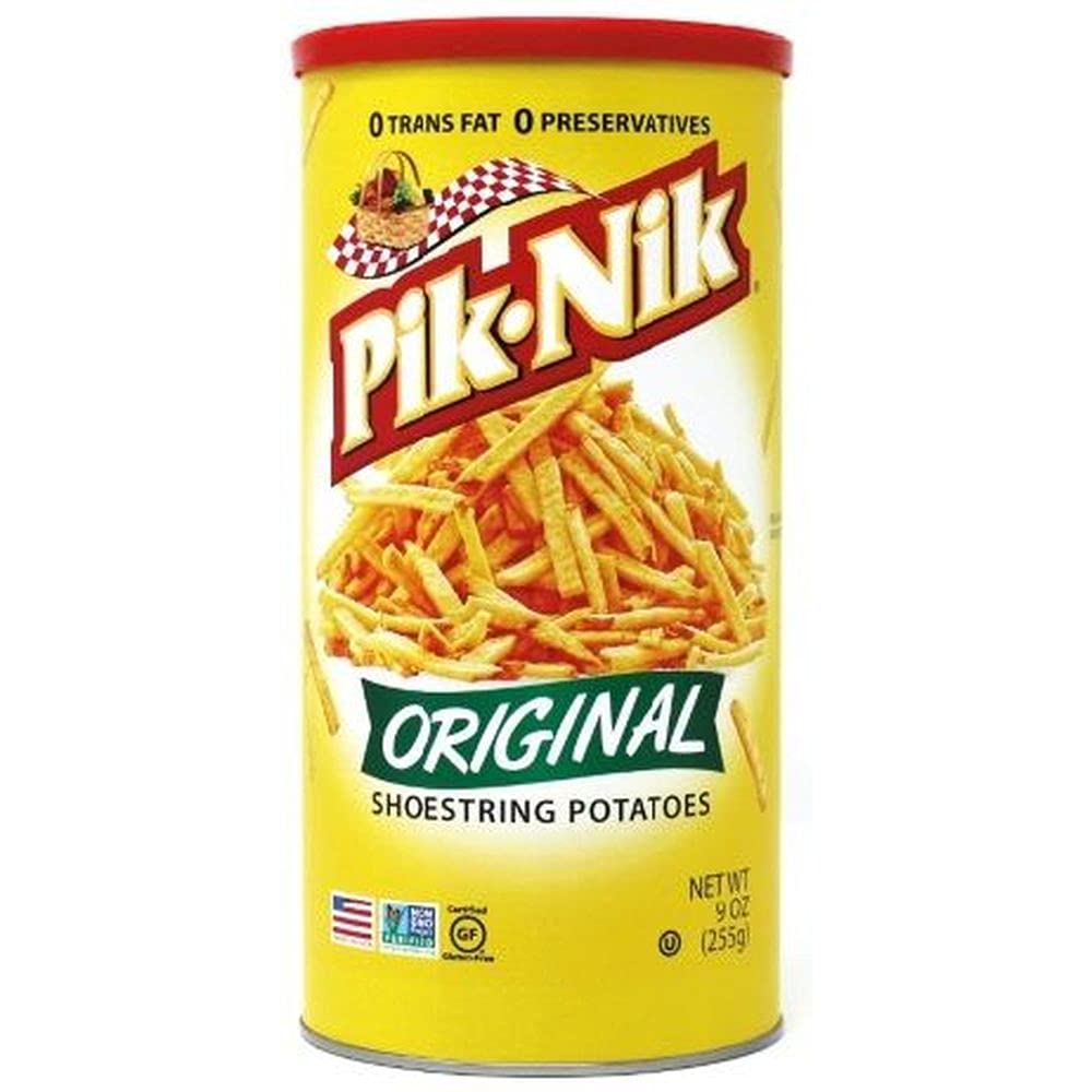 Pik Nik Original Shoestring Potatoes - Crunchy Thin Cut Snack (9oz Bags, Pack of 12) | Perfect for Picnics, Parties & On-the-Go Snacking