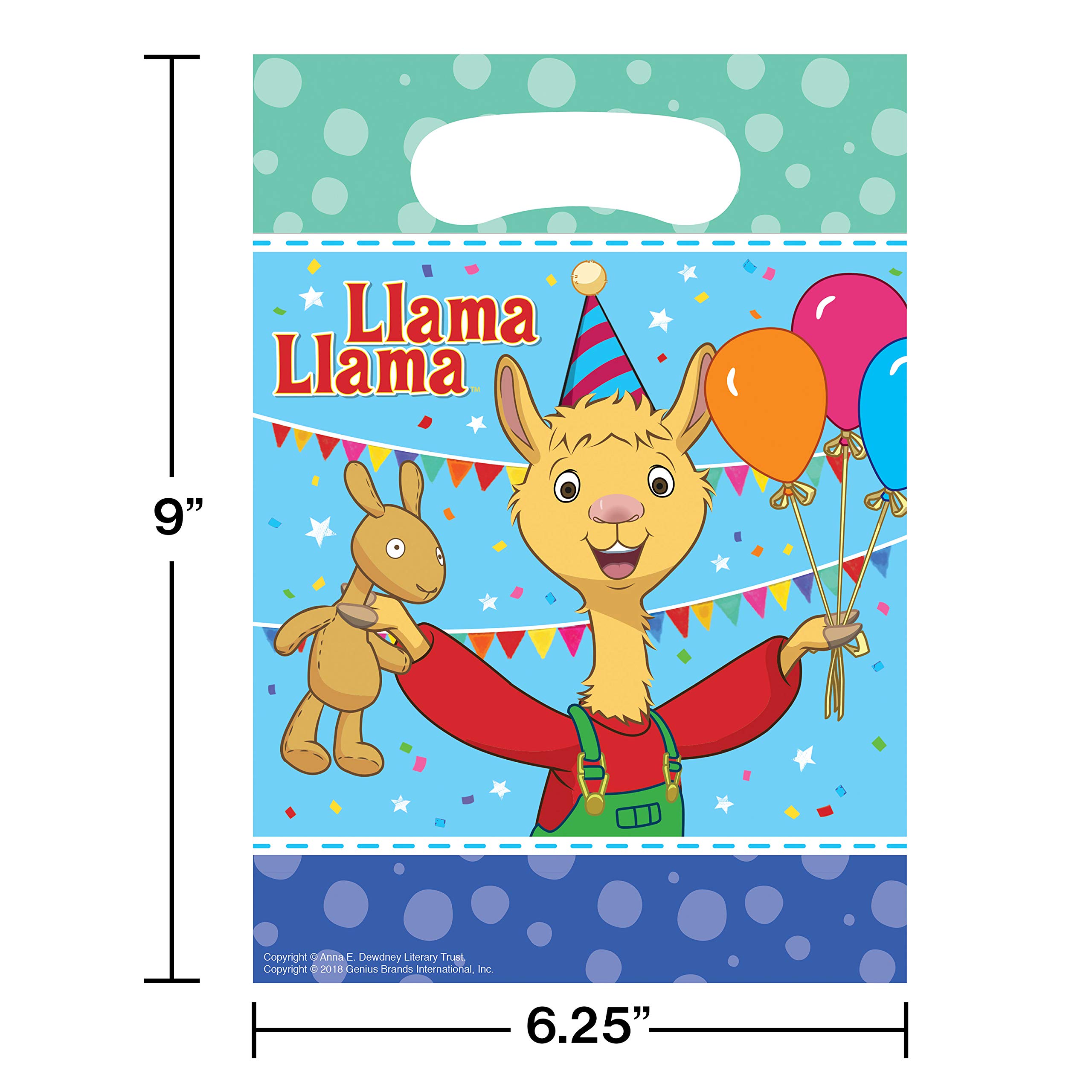 Llama Llama Party Favor Bags - 8 Count Pack for Birthday Goodie Bags, Baby Showers & Kids Party Supplies