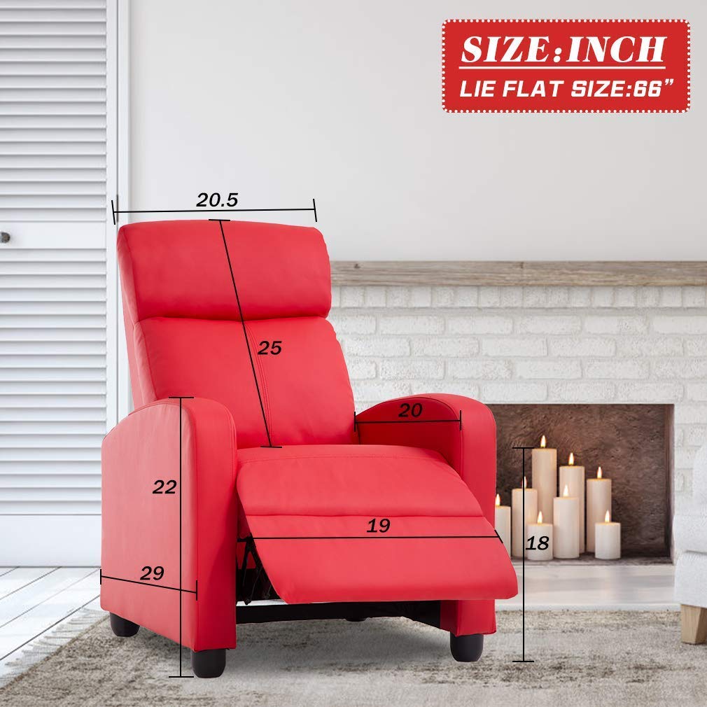 Best Ergonomic Recliner Chair for Adults - Massage Gaming Sofa with Remote Control, Single Theater Seating Lounge Chair (Red) - Perfect for Living Room, Home Theater & Relaxation