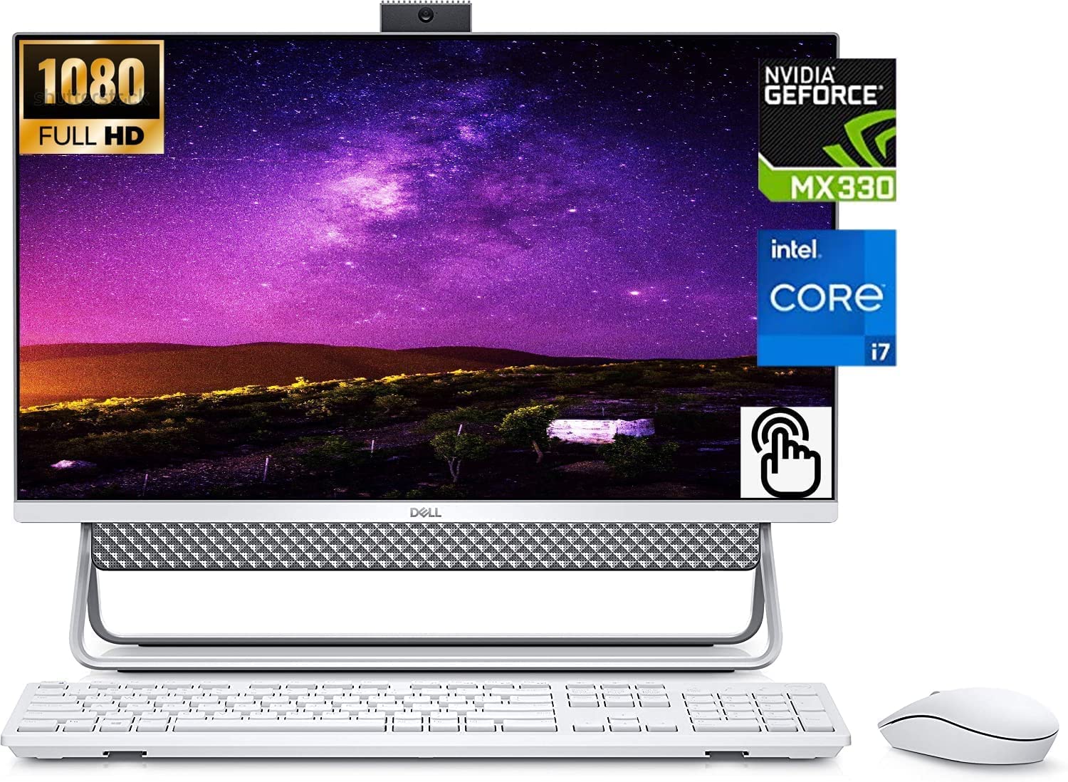 Dell Inspiron 27 7000 Series Touchscreen All-in-One Desktop Computer - 11th Gen Intel Core i7-1165G7, 16GB RAM, 512GB SSD + 1TB HDD, NVIDIA GeForce MX330, Wireless Keyboard & Mouse, Windows 11 Home - Perfect for Home Office, Gaming, and Creative Work