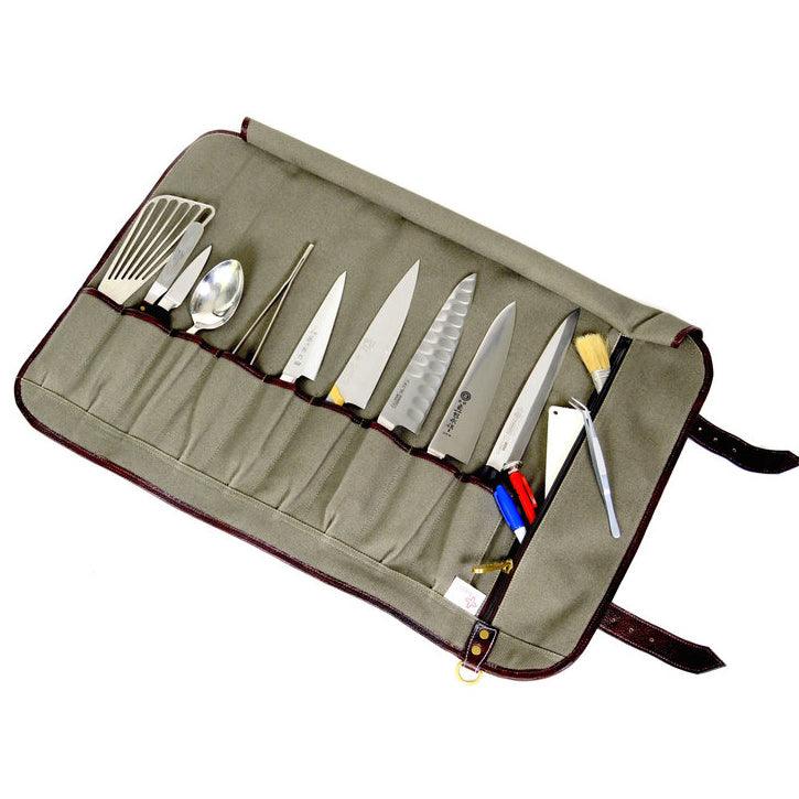 Boldric BOCKR108 15-Pocket Canvas Knife Roll Bag - Green - Perfect for Chefs, Butchers & Culinary Students - Organize & Protect Knives Safely