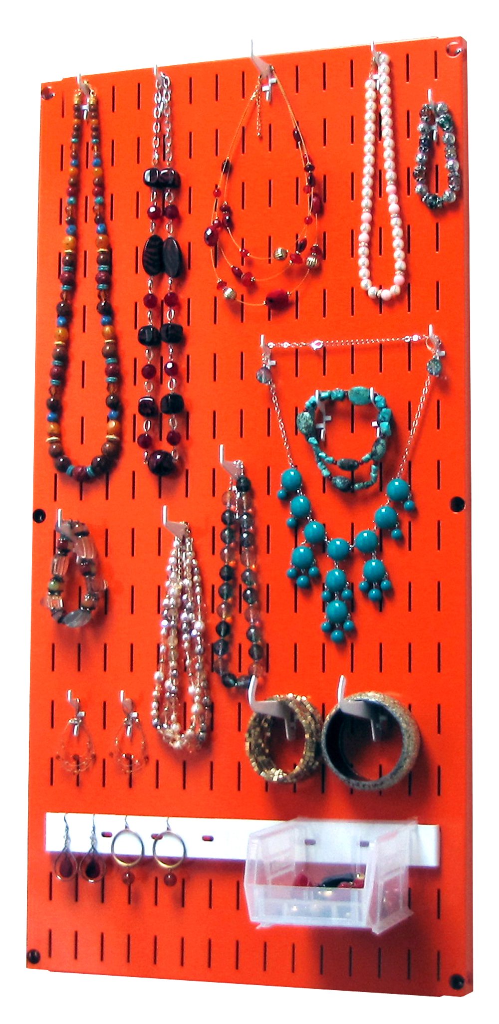 Wall Control Jewelry Organizer - Wall Mounted Necklace & Jewelry Holder Kit with Hooks - Orange (Perfect for Bedroom, Closet & Bathroom Organization)