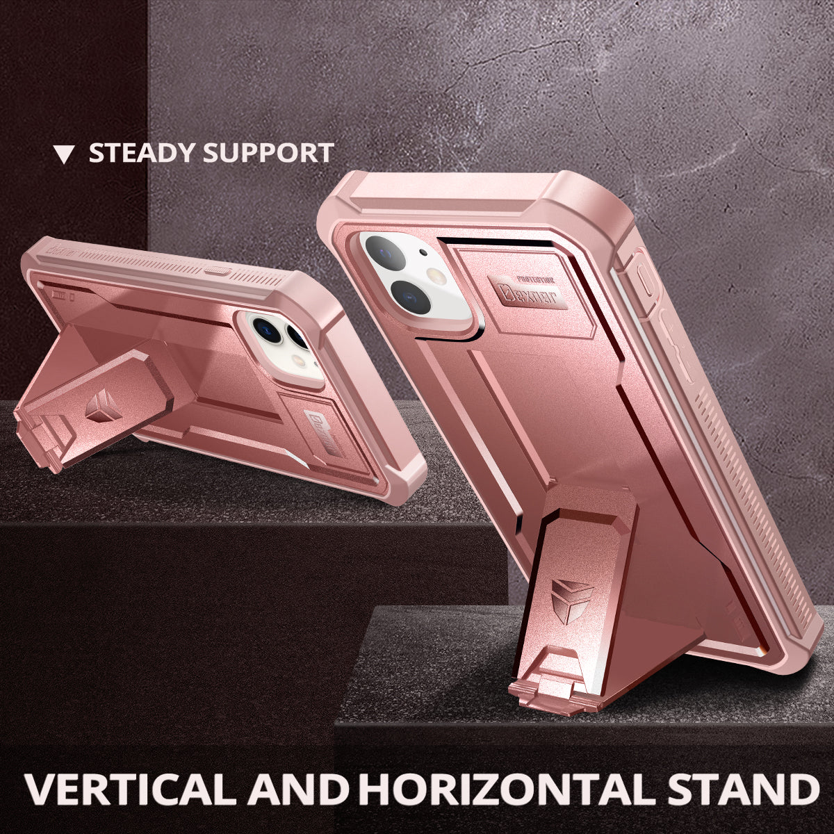 Dexnor Heavy Duty Shockproof Rugged Case for iPhone 11 with Built-in Screen Protector & Kickstand - Full Body Protection for Outdoor, Work, and Daily Use