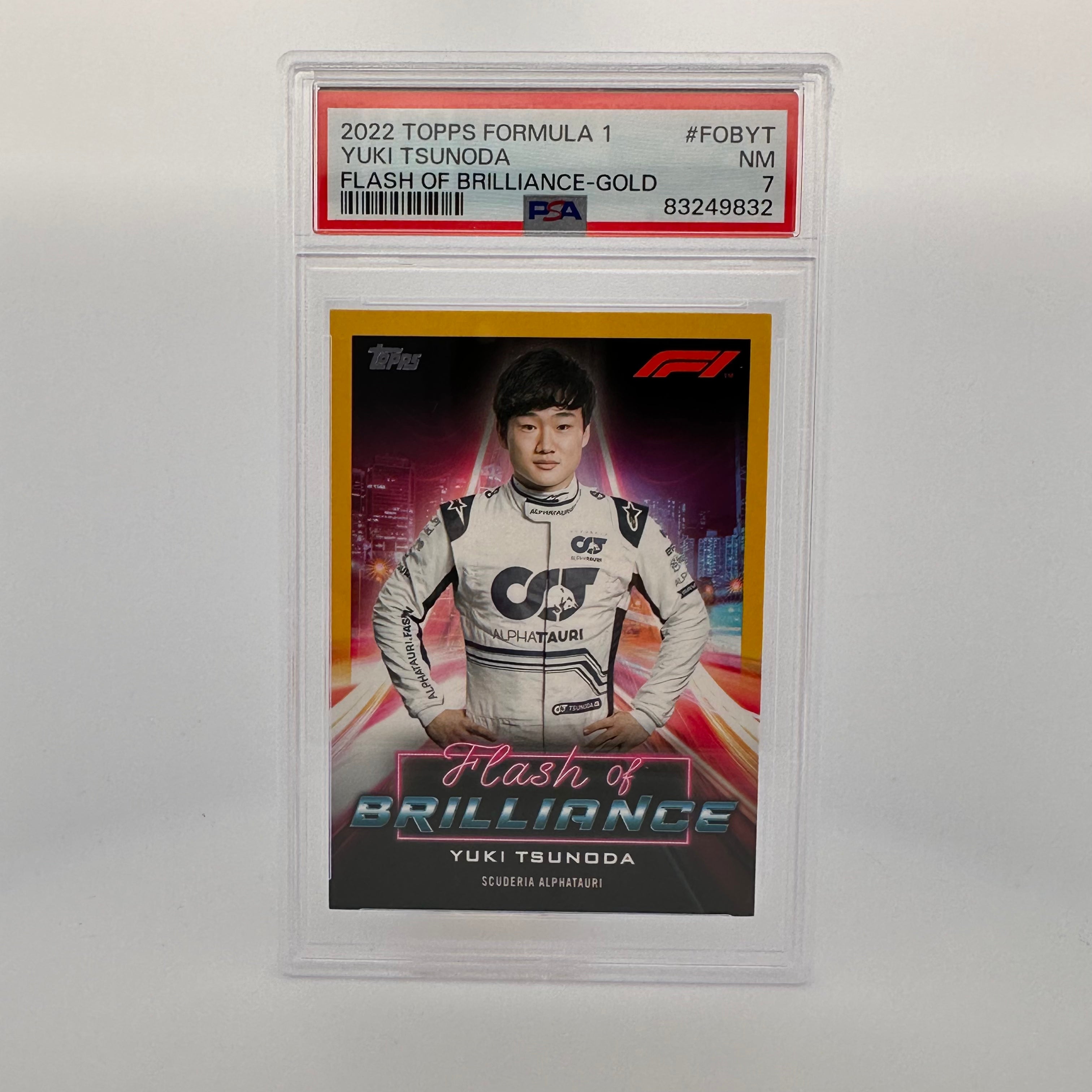 PSA 7 23/50 Yuki Tsunoda #FOBYT Flash Of Brilliance Gold Trading Card - Perfect for Collectors, Racing Fans & Investment