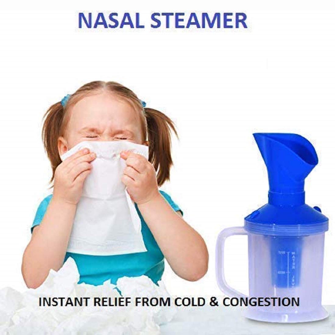 3 in 1 Mini Nozzle Inhaler & Nose Vaporizer Steamer for Facial Care, Cold & Cough Relief - Portable Nebulizer for Sinus Congestion, Allergies & Dry Skin (Blue) | Perfect for Home, Travel & Office Use