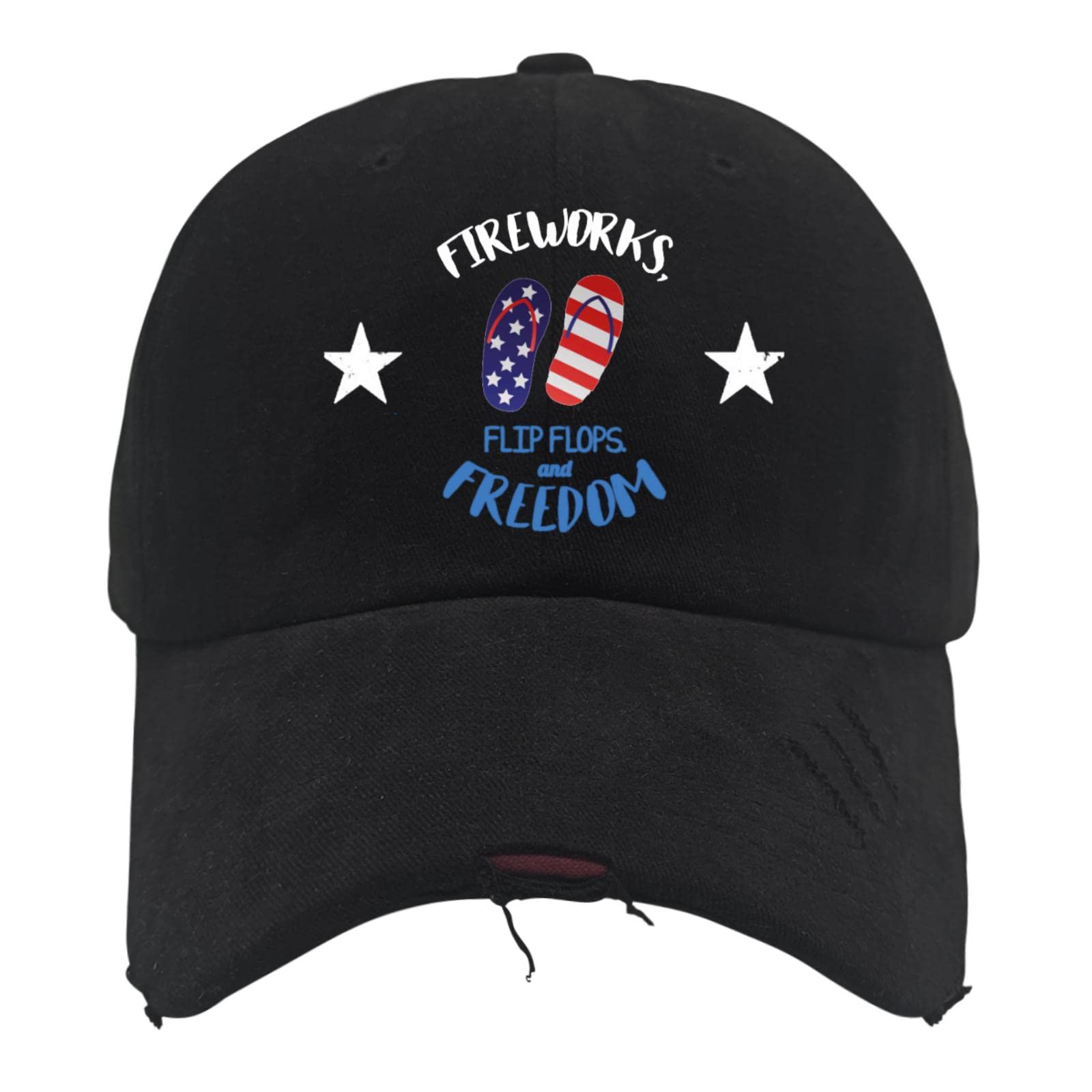 4th of July Patriotic Baseball Caps for Men & Women - American Flag Dad Hats & Flip Flops - Independence Day BBQ, Fireworks Show & Summer Festival Accessories