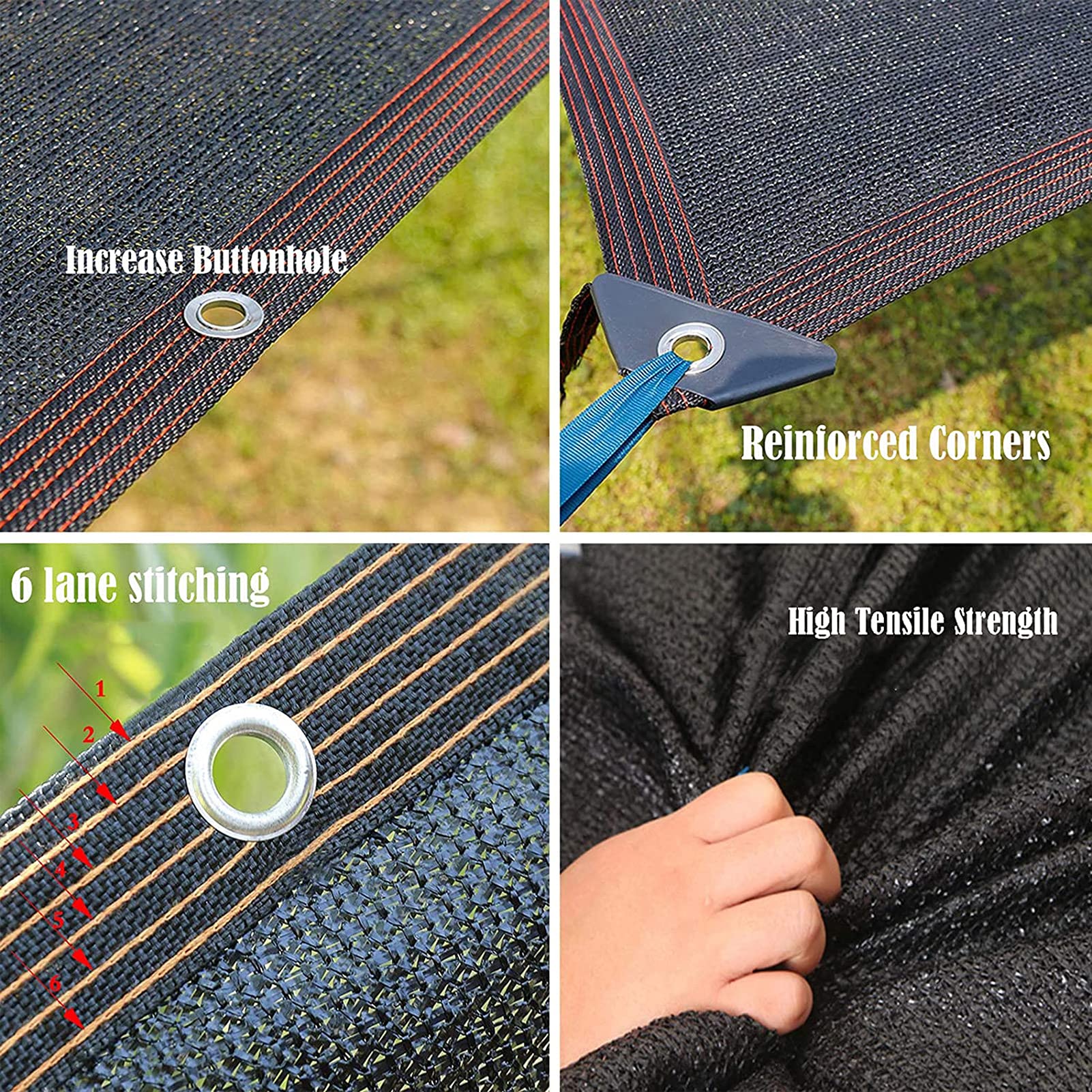 33x33ft Black Shade Cloth with Grommets - UV Block Shade Net for Patio, Courtyard, Balcony & Greenhouse - Perfect for Outdoor Sun Protection, Garden Shading & Plant Growth