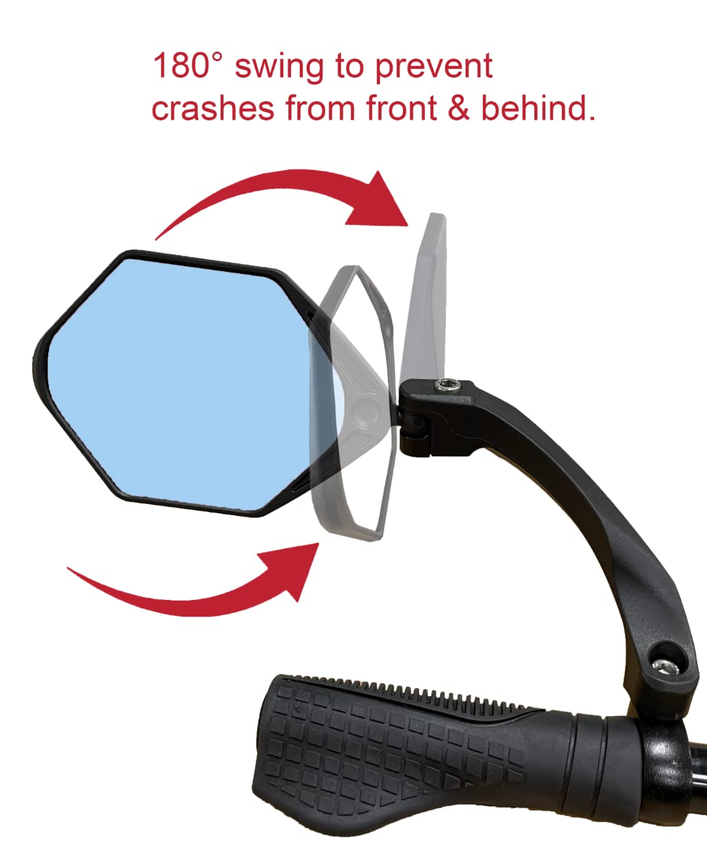 Hafny NEW Handlebar E-Bike Mirror - Large HD Automotive Grade Glass Bicycle Mirror, Anti-Glare Blue Left Side, Blast-Resistant for Safe Cycling - Perfect for Mountain Bikes, Road Bikes & Commuting