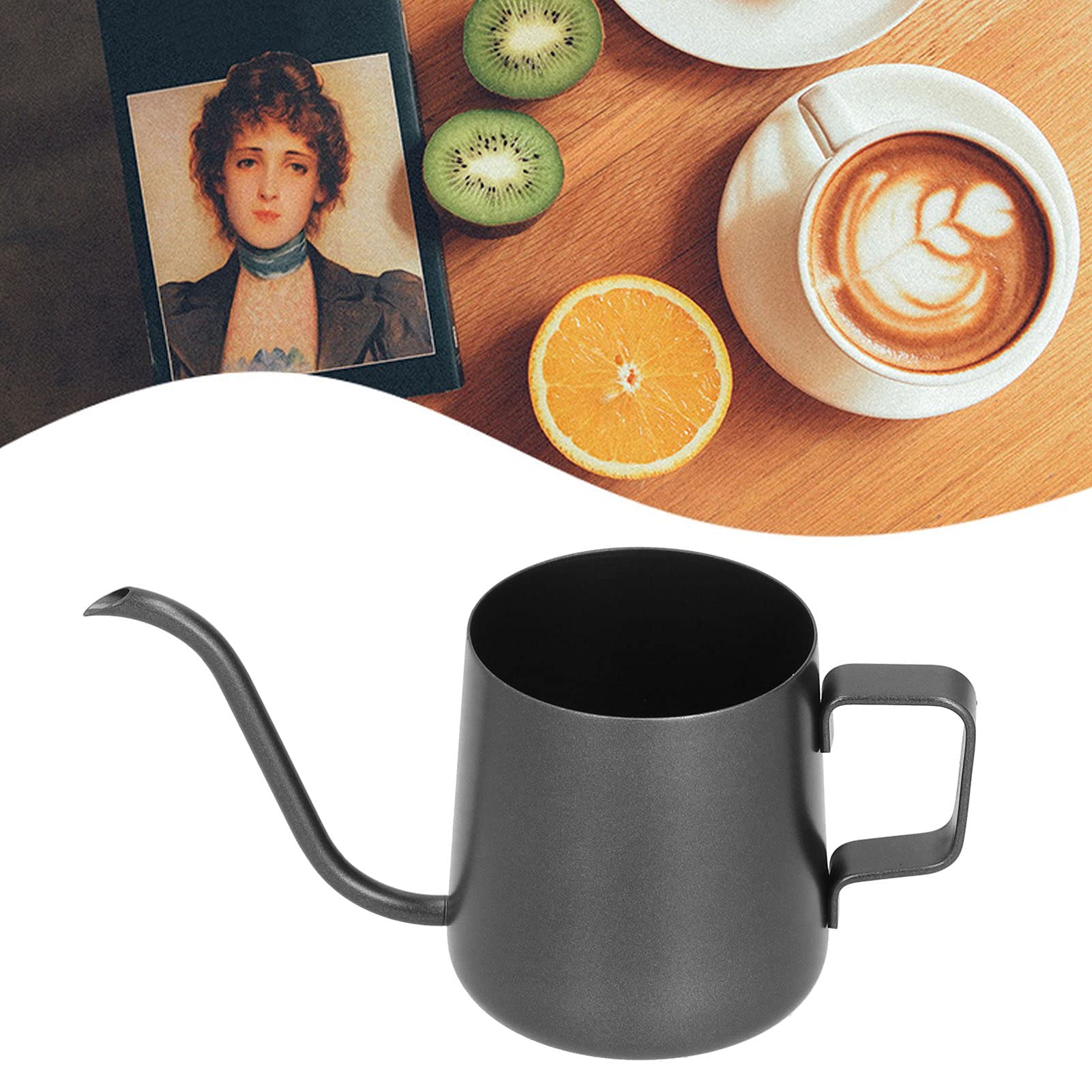 Premium 250ml Stainless Steel Gooseneck Kettle - Precision Pour Over Coffee & Tea Kettle with Hanging Ear, Black - Perfect for Home Brewing, Specialty Coffee Shops & Tea Enthusiasts