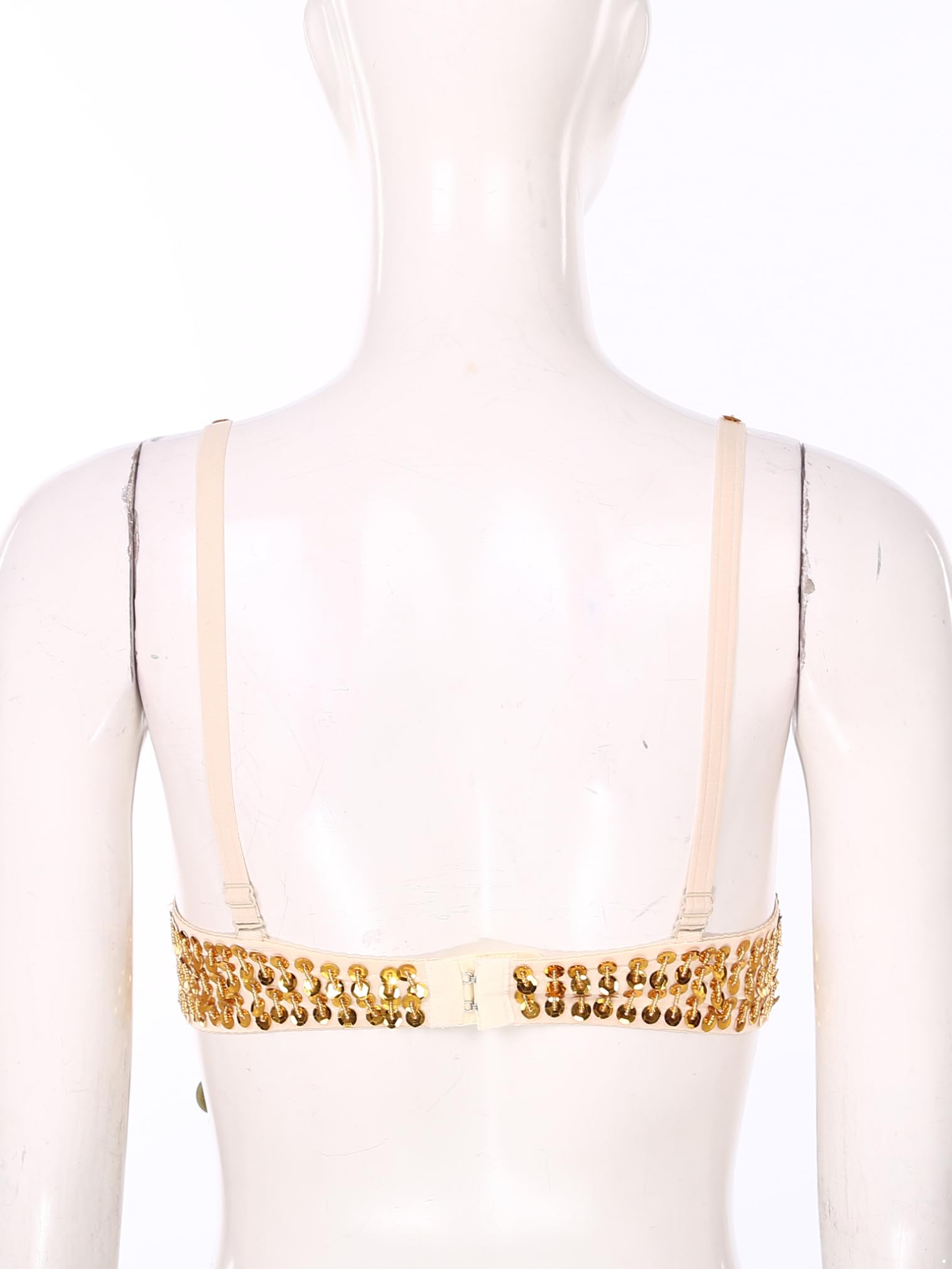 FEESHOW Women's Sequin Fringe Belly Dance Bra Top - Sparkly Crop Tank Top for Tribal & Oriental Dance Costume - Perfect for Belly Dance Performances, Halloween Costumes & Dance Parties