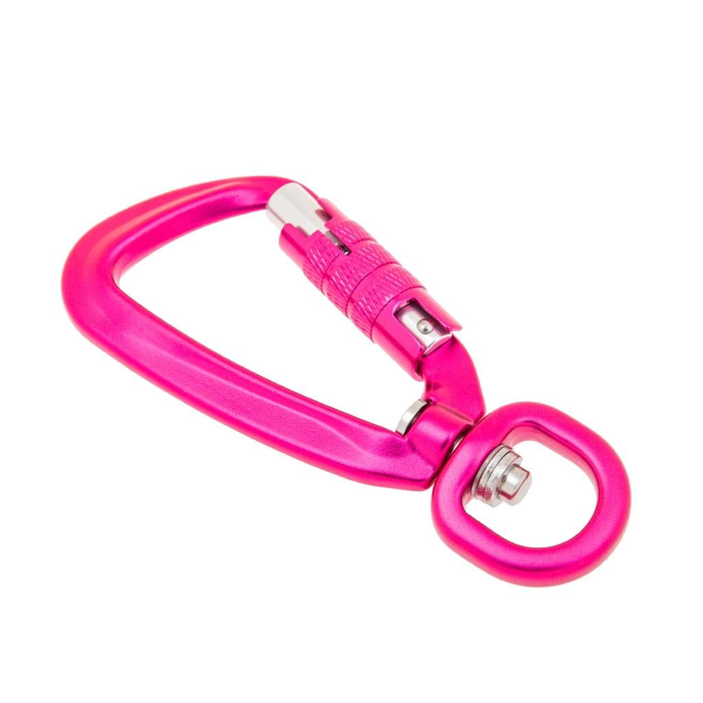 Self Locking Carabiner Clip - Heavy Duty D-Ring Keychain Hook with Rotating Ring for Outdoor Hiking, Camping, Hammock, Backpack & Gear Organization (2 Pack)