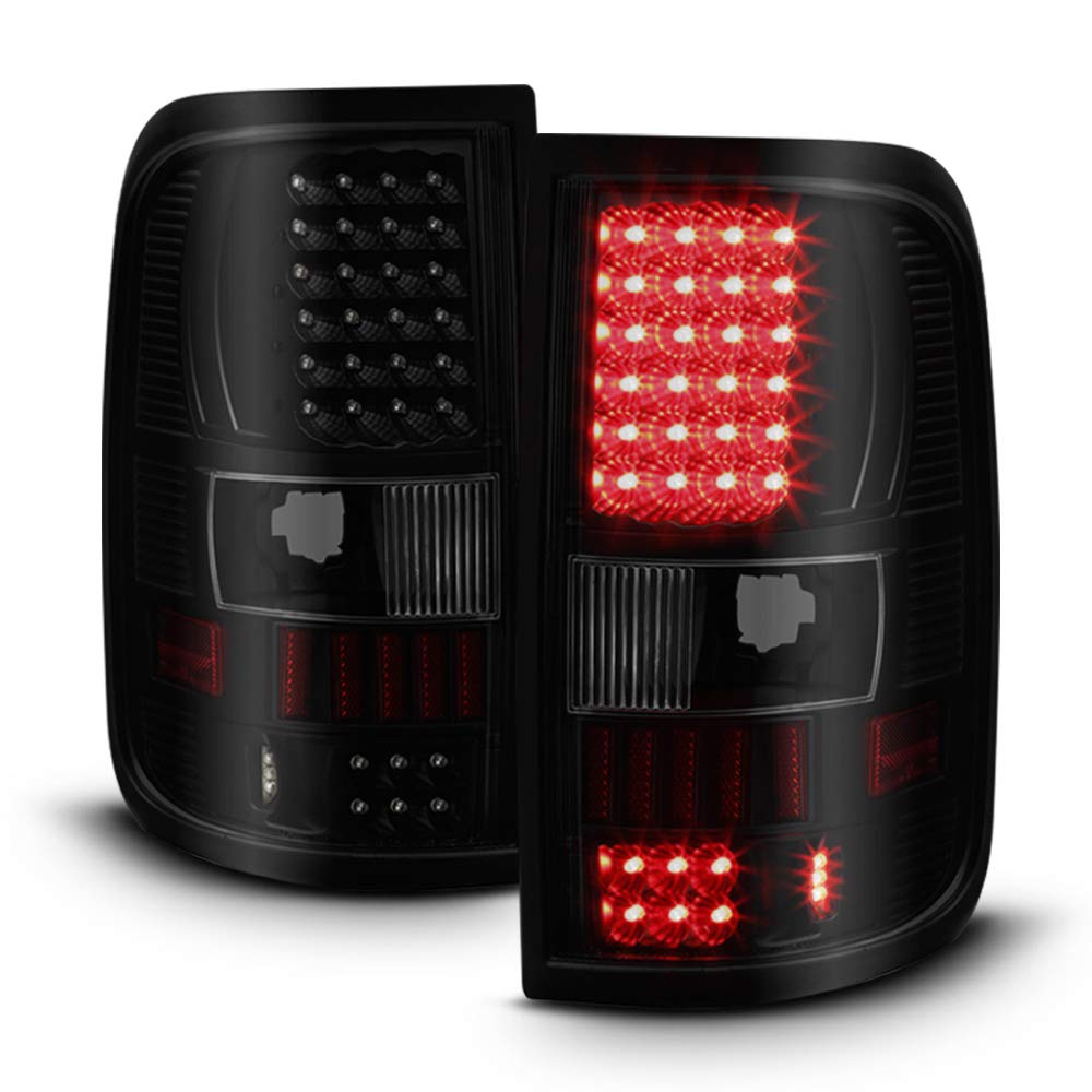 ACANII LED Tail Lights Brake Lamps - Smoked Lens Black Housing for 2004-2008 Ford F150 Pickup Truck (Pair Left+Right, Cyber Black V2) - Upgrade Your Truck's Style & Safety for Night Driving