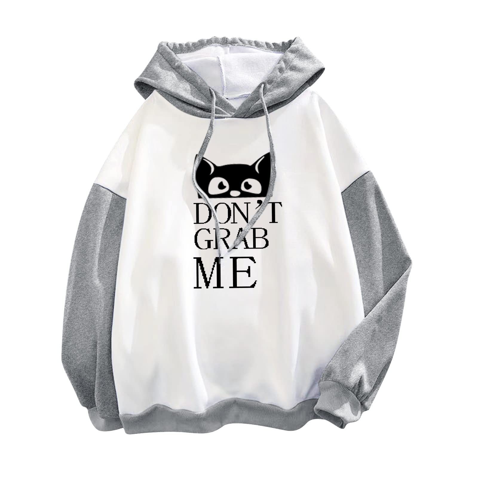 Women's Cute Casual Long Sleeve Hoodie with Print & Drawstring - Dark Gray Pullover for Everyday Wear, Street Style & Outdoor Activities