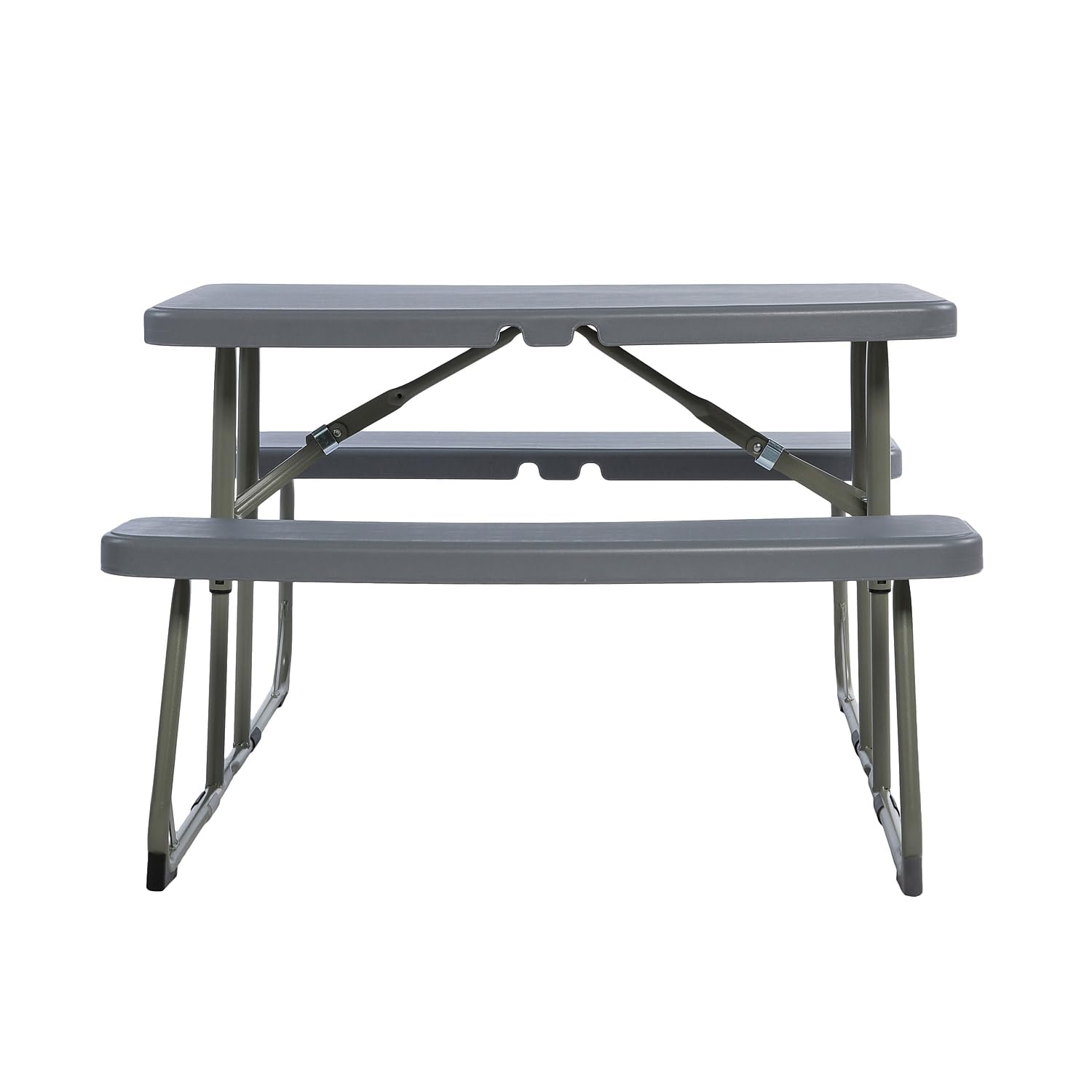 Flash Furniture Easy Folding Plastic Kids Outdoor Picnic Table and Benches Set - Commercial Grade Durable for Ages 2-5 - Grey 1-Piece Set - Perfect for Backyards, Daycares & Outdoor Play Areas