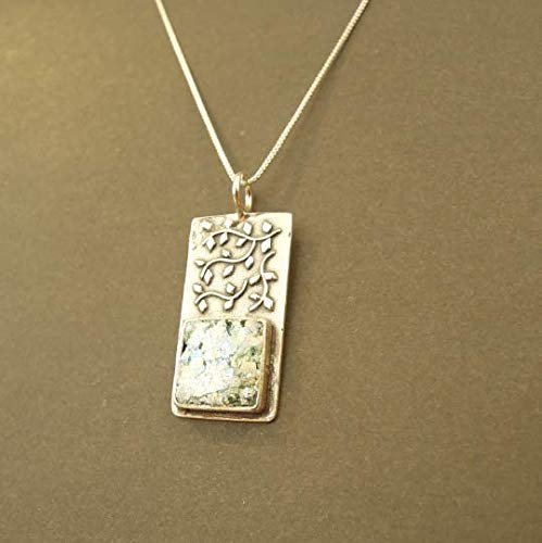 Ancient Roman Glass Sterling Silver Pendant - Handcrafted Tree Branch Design Jewelry for Women, Perfect for Gifts, Weddings & Everyday Elegance