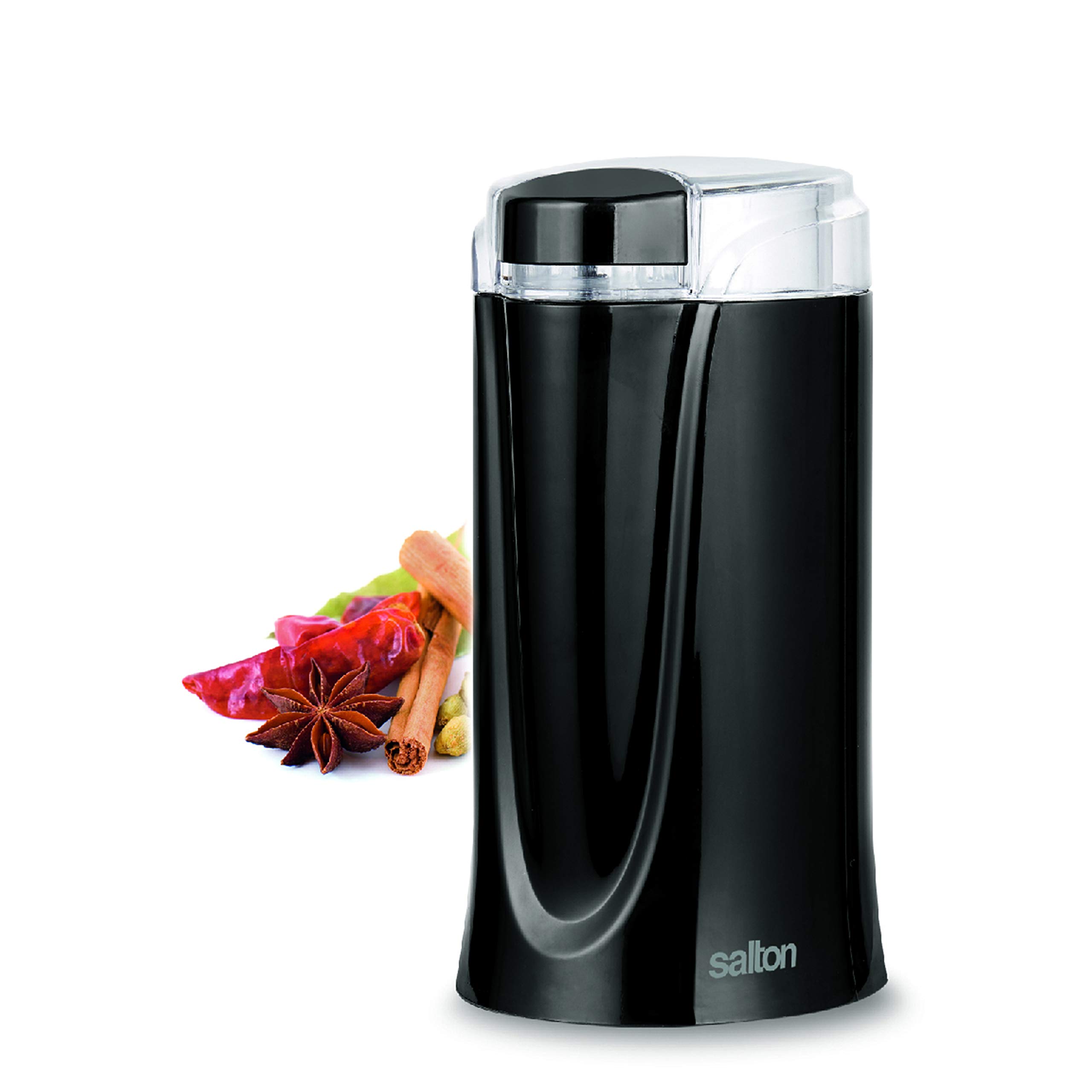 Premium Salton Electric Coffee Grinder for Beans, Spices & Herbs - Fast & Quiet, Black - Perfect for Home Kitchens & Coffee Shops