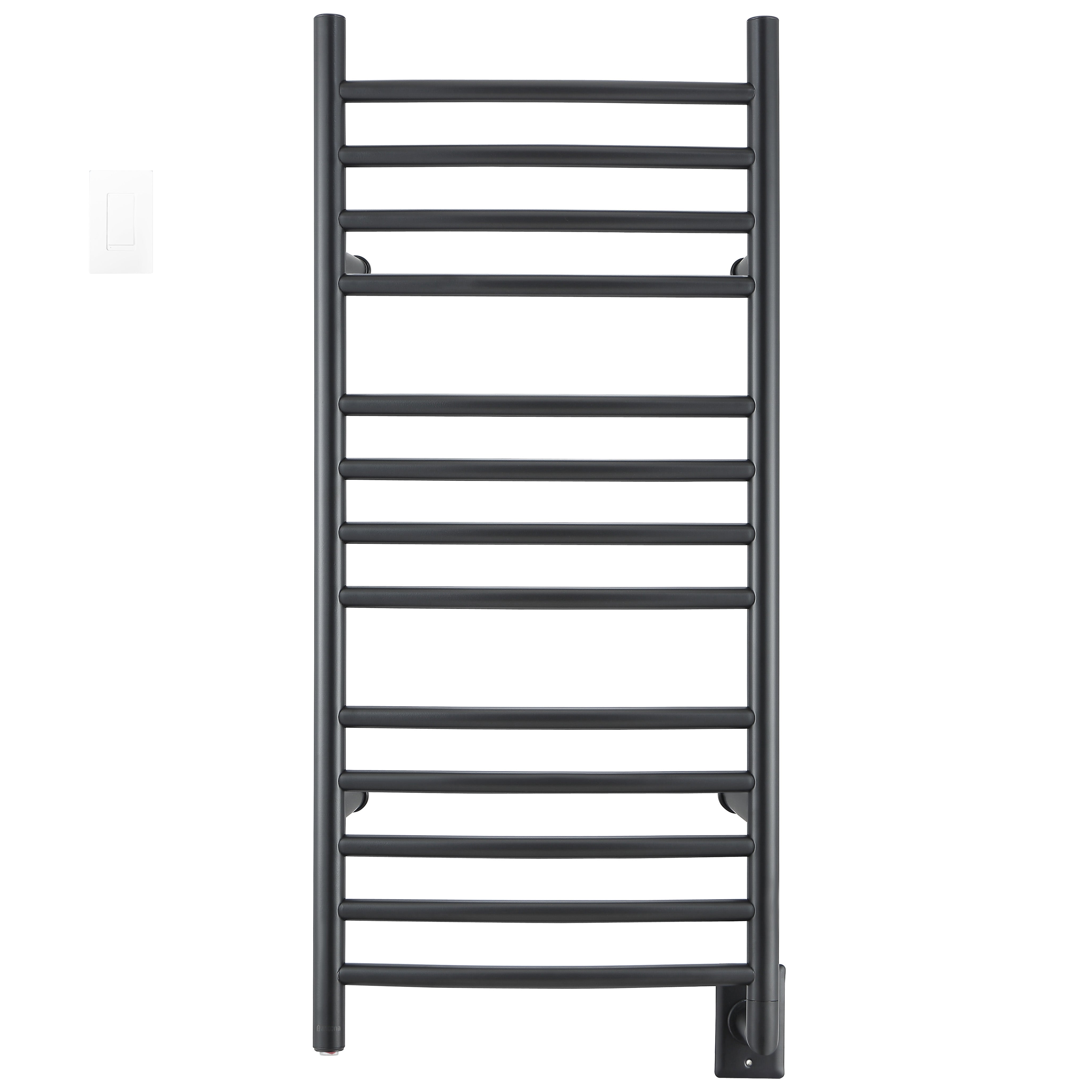 Ancona Svelte Rounded 13-Bar Hardwired Bathroom Towel Warmer Heater - Matte Black Finish with WiFi Timer & Smart Control - Perfect for Spa, Luxury Bathroom & Home Decor