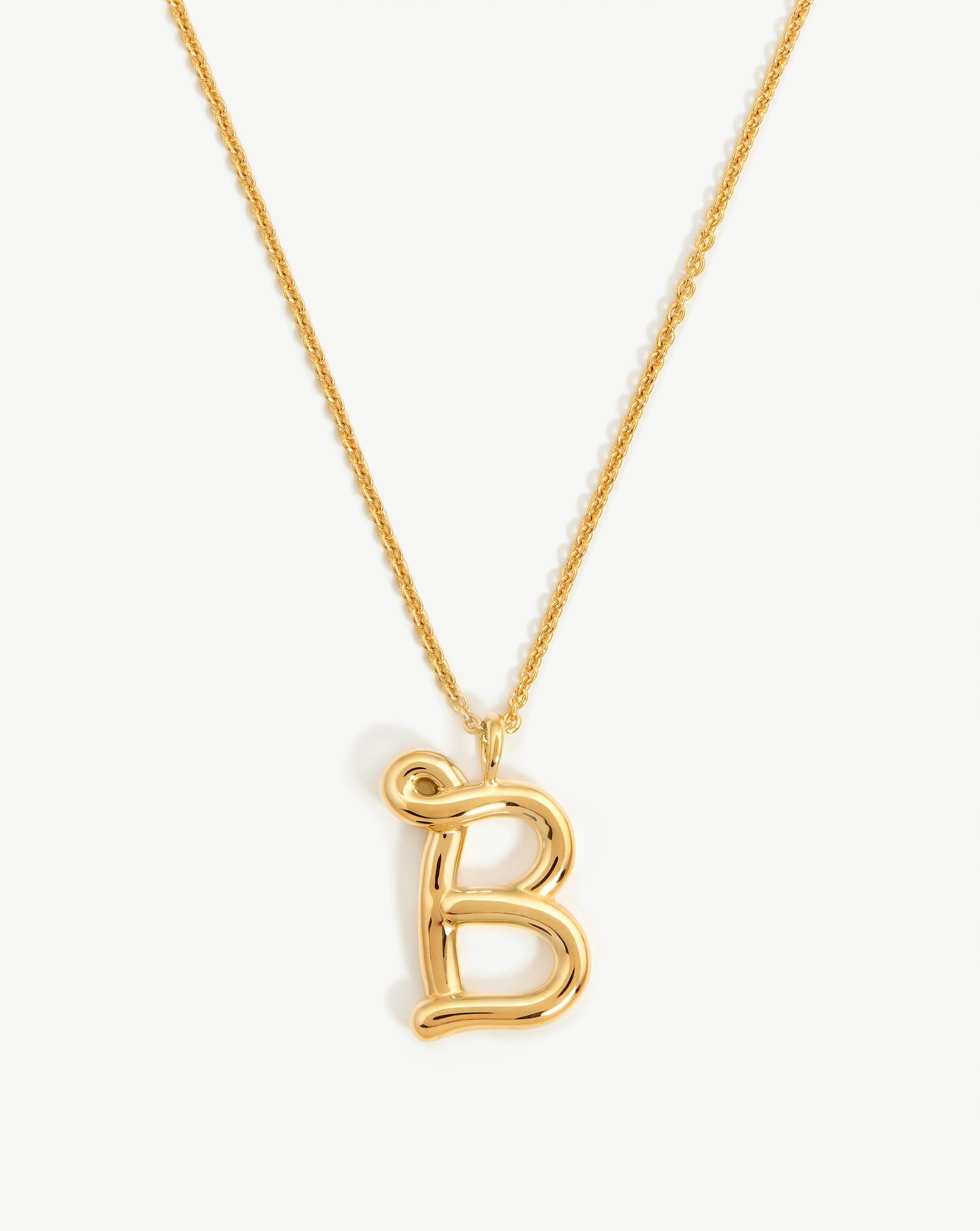 18K Gold Vermeil Curly Molten Initial Pendant Necklace - Personalized Letter Jewelry for Women, Gift for Her, Birthday, Anniversary, Valentine's Day