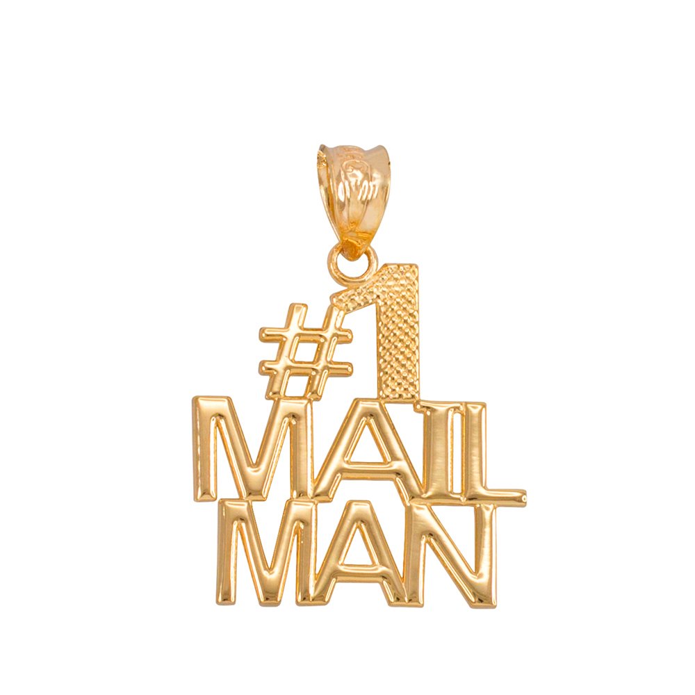 14K Yellow Gold Postman Charm Pendant - Unique Mailman Jewelry Gift for Letter Carriers & Postal Workers - Perfect for Necklaces, Bracelets & Special Occasions
